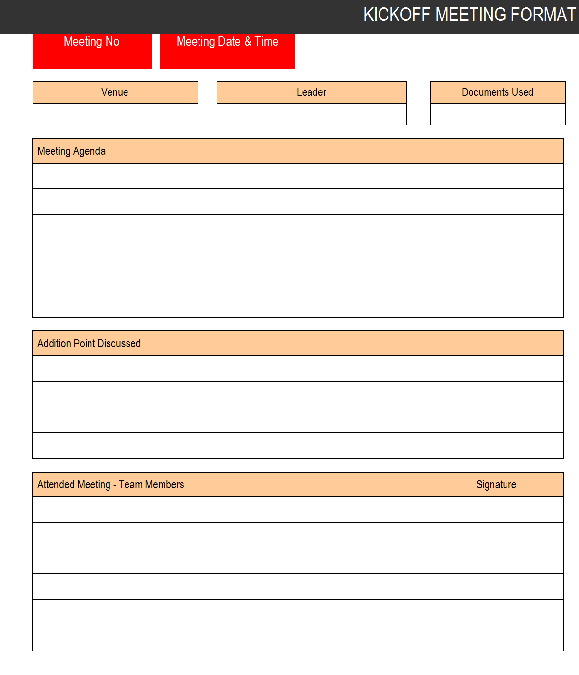 Kickoff Meeting Format – Intended For Free Meeting Agenda Templates For Word