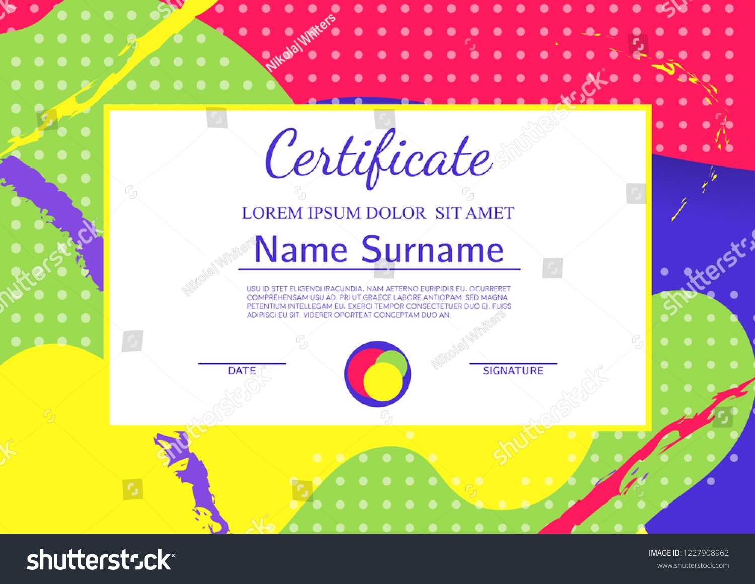 Kids Diploma Certificate Template Abstract Shapes Stock Regarding Fun Certificate Templates