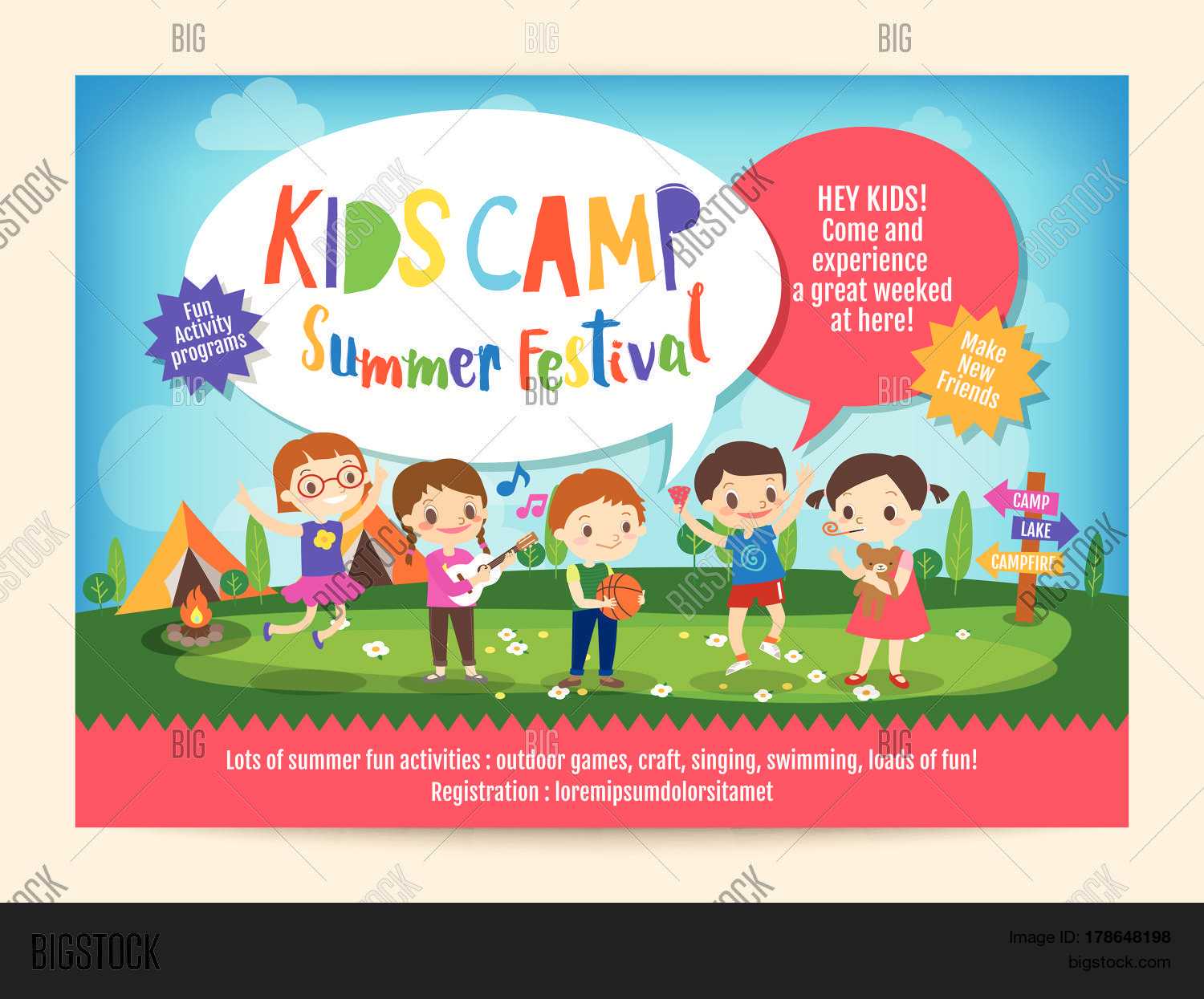 Kids Summer Camp Vector & Photo (Free Trial) | Bigstock For Free Summer Camp Flyer Template