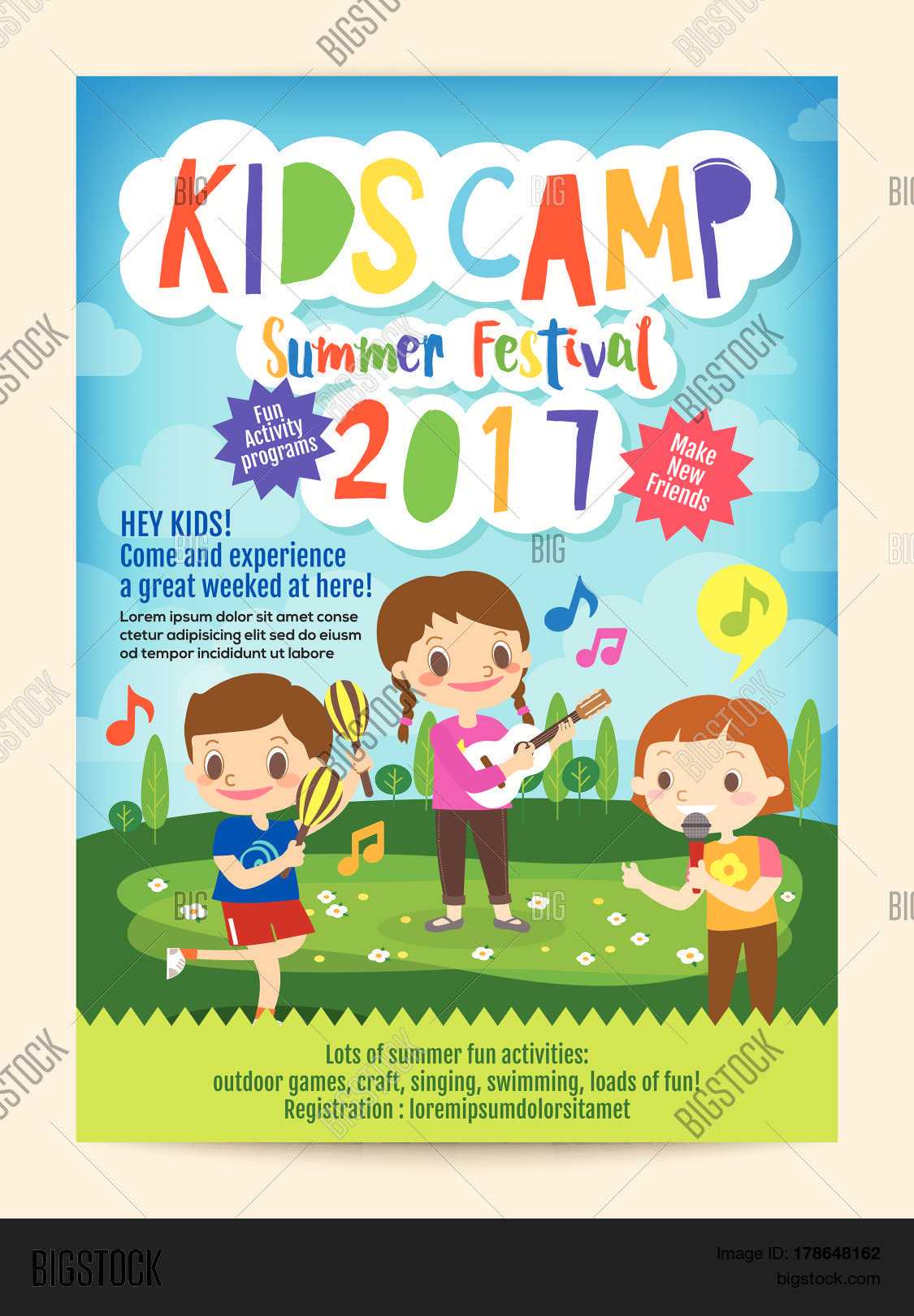 Kids Summer Camp Vector & Photo (Free Trial) | Bigstock With Free Summer Camp Flyer Template