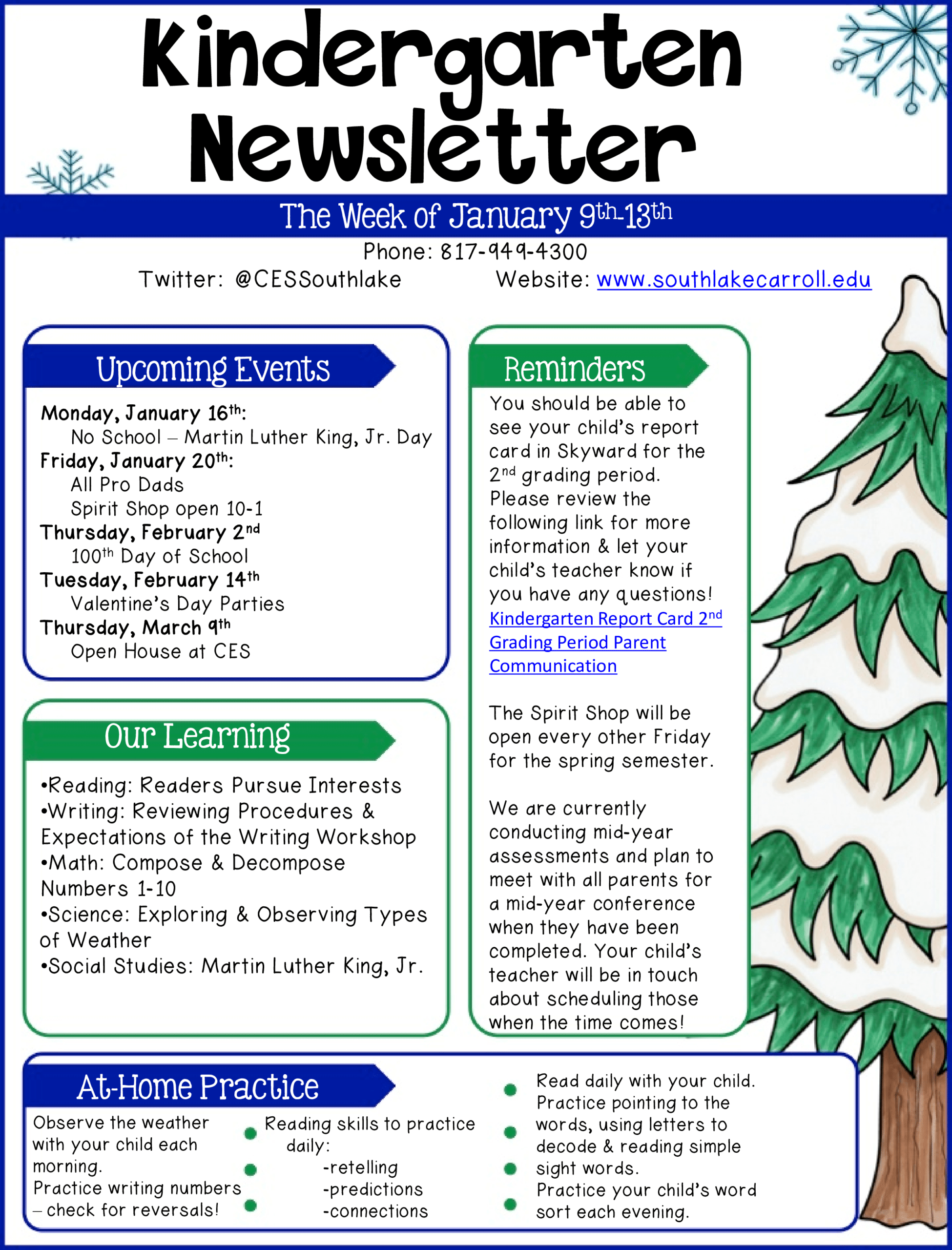 Kindergarten Newsletter Example | Templates At Throughout February Newsletter Template
