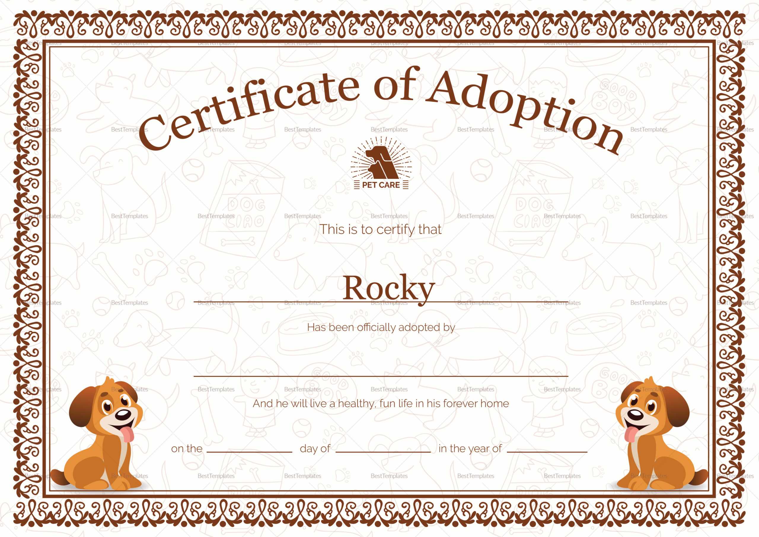 Kitten Adoption Certificate Intended For Dog Vaccination Certificate Template