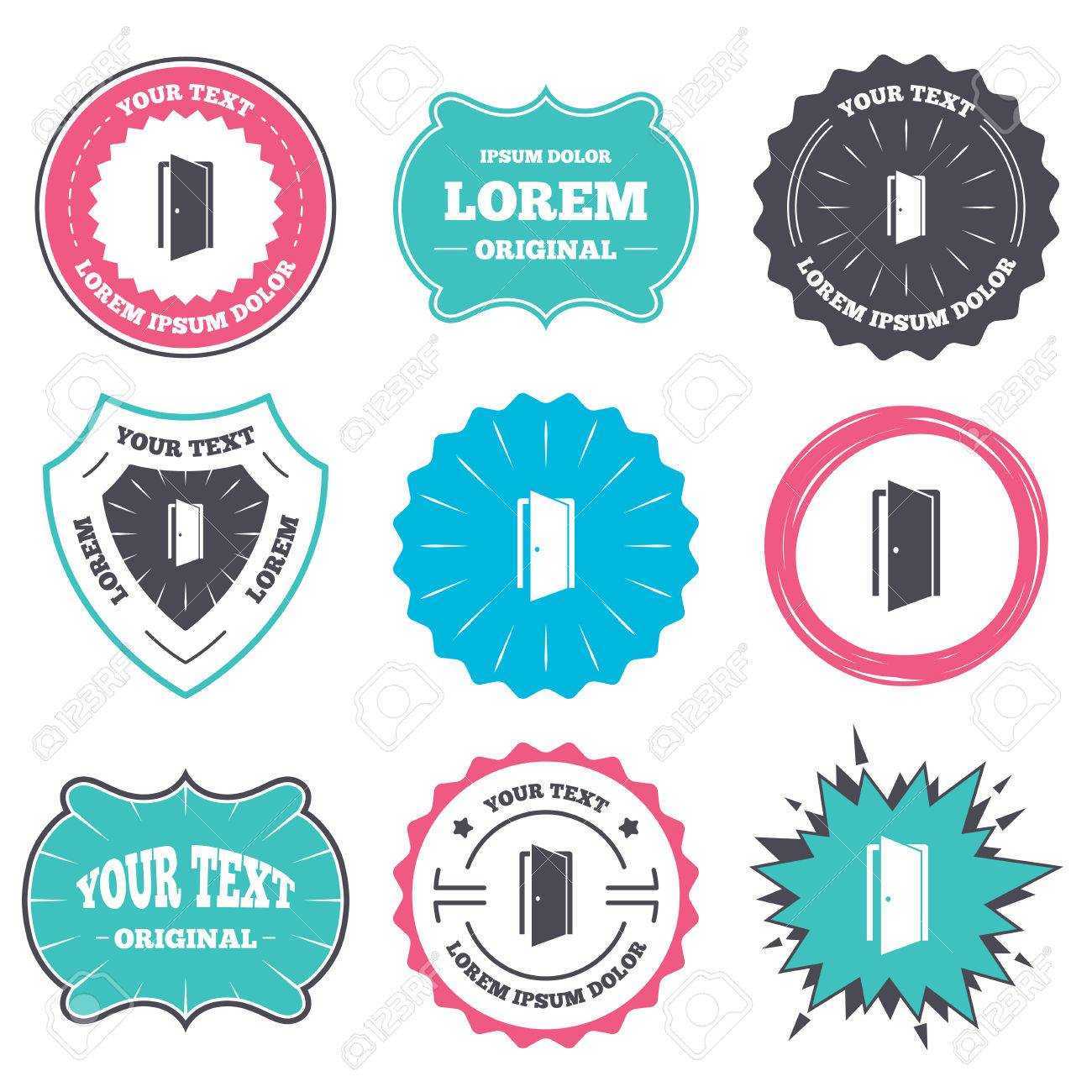 Label And Badge Templates. Door Sign Icon. Enter Or Exit Symbol Inside Door Label Template