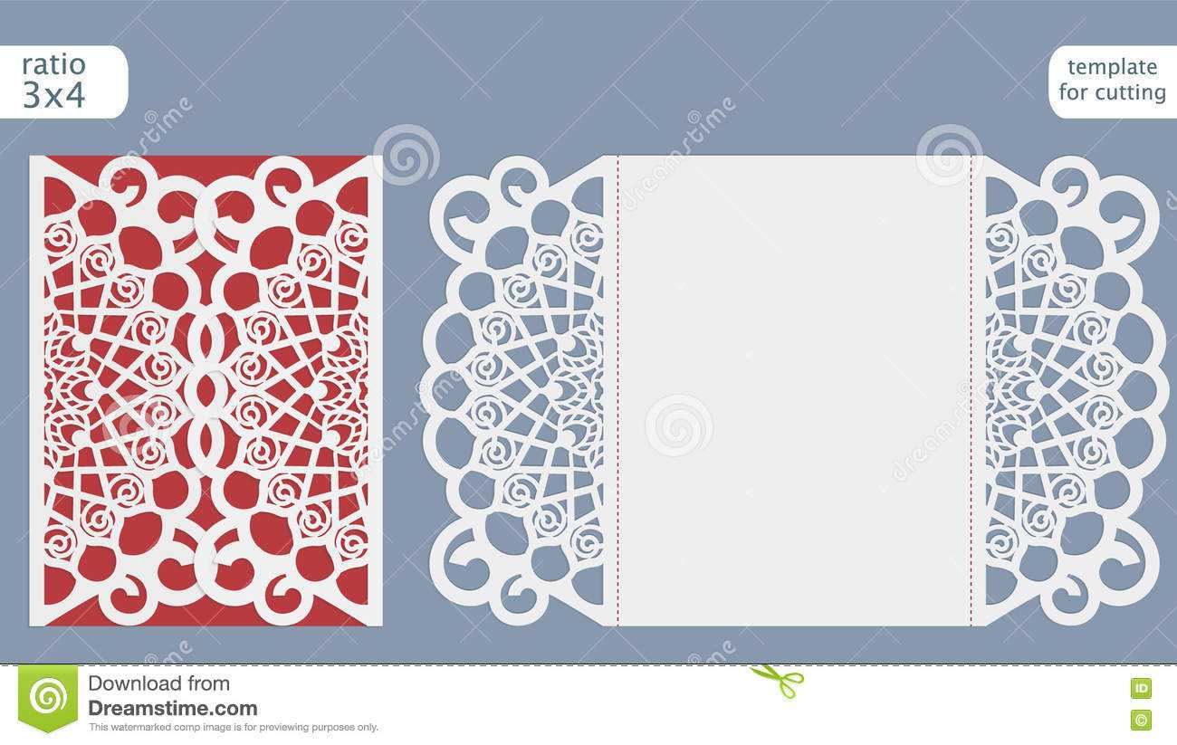 Laser Cut Wedding Invitation Card Template Vector. Die Cut For Fold Out Card Template