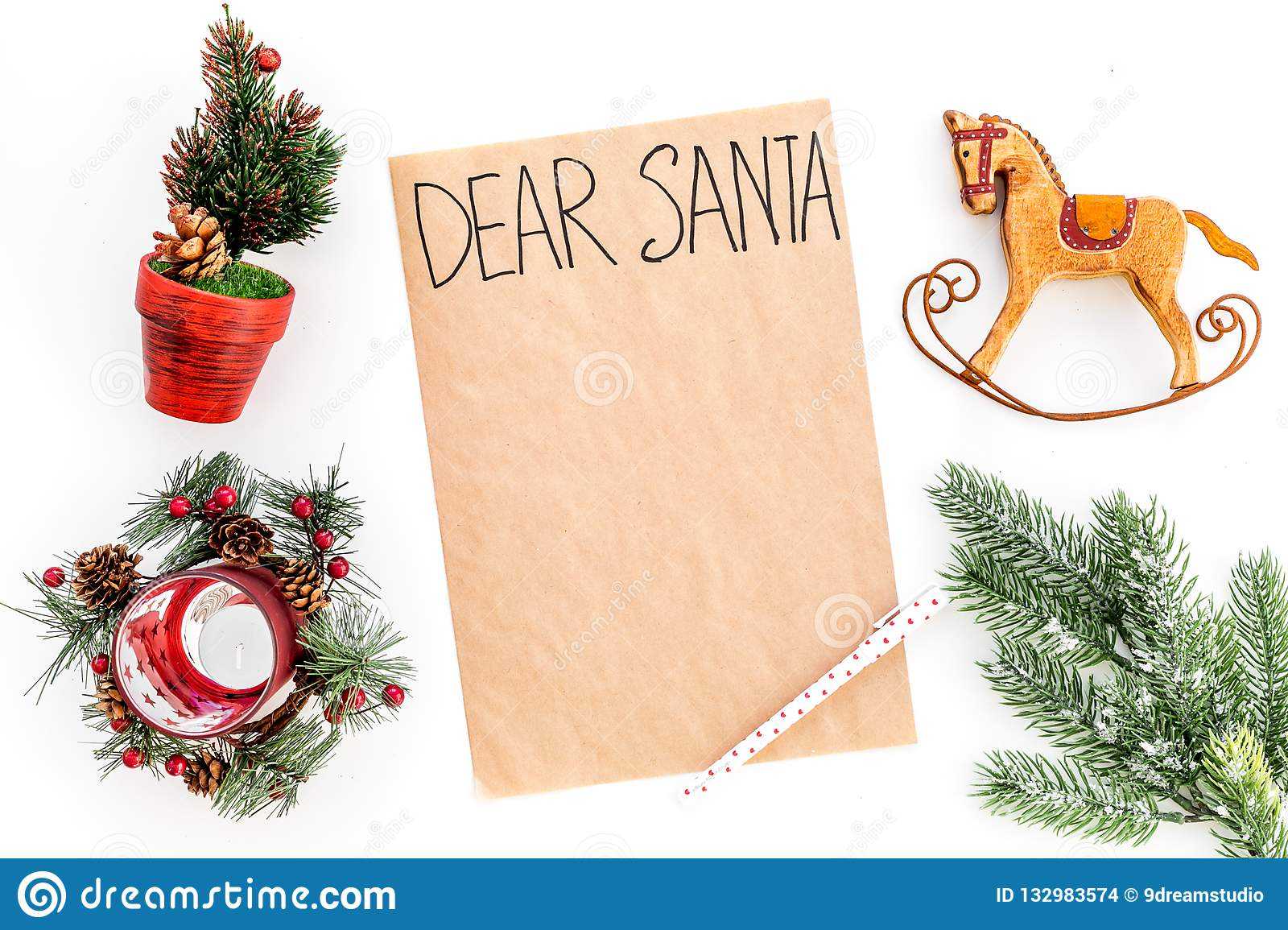 Letter To Santa Claus Template. Mockup On Craft Paper With Throughout Dear Santa Template Kindergarten Letter