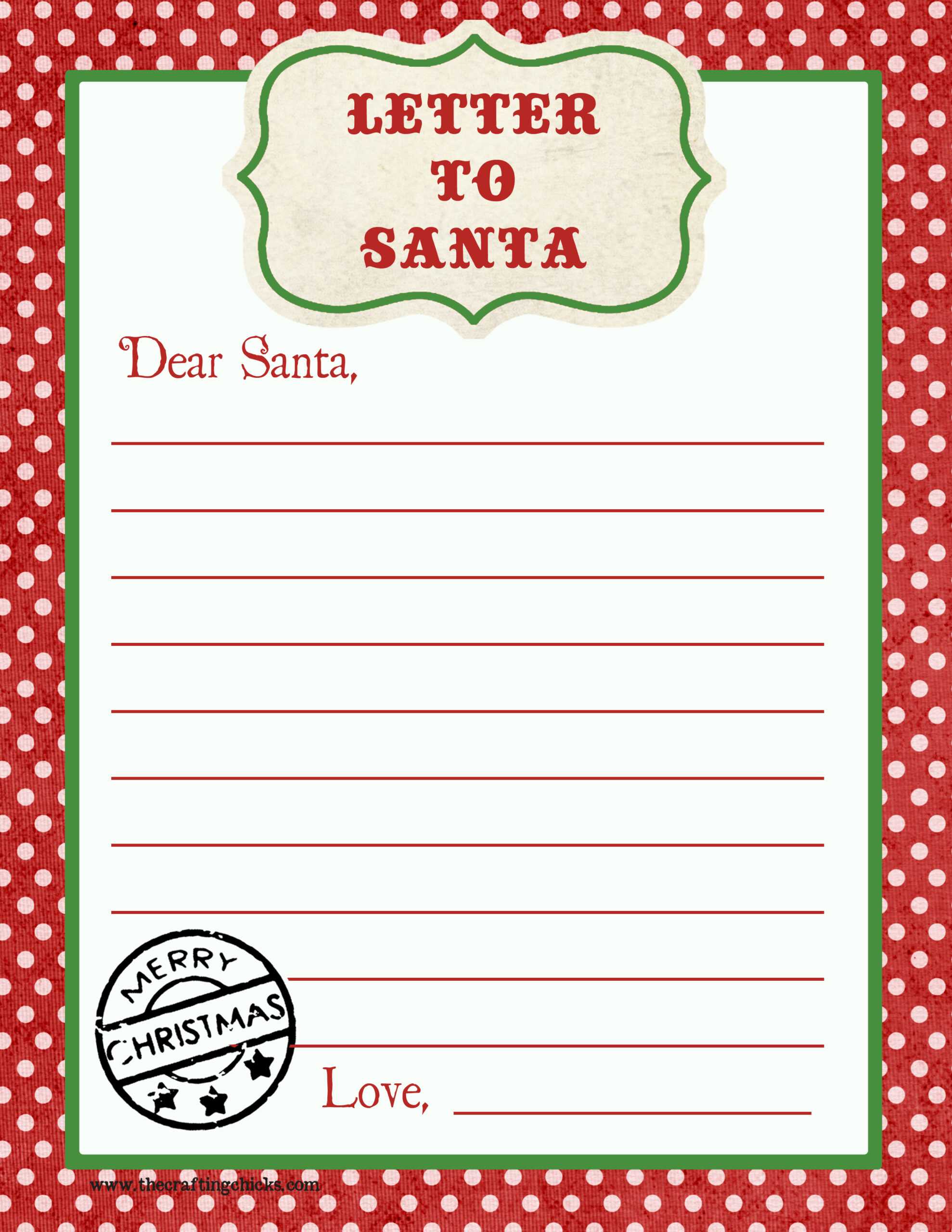 Letter To Santa Free Printable Download With Free Printable Letter From Santa Template