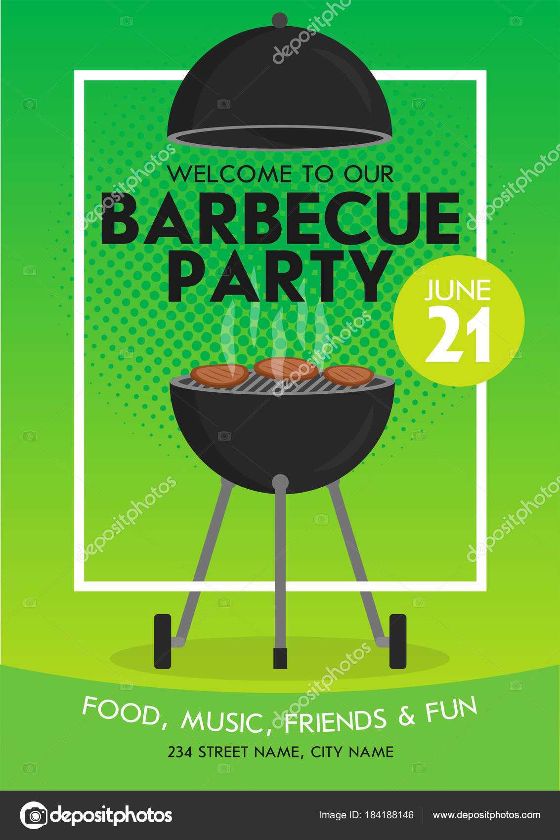 Lovely Vector Barbecue Party Invitation Design Template Set For Cookout Flyer Template