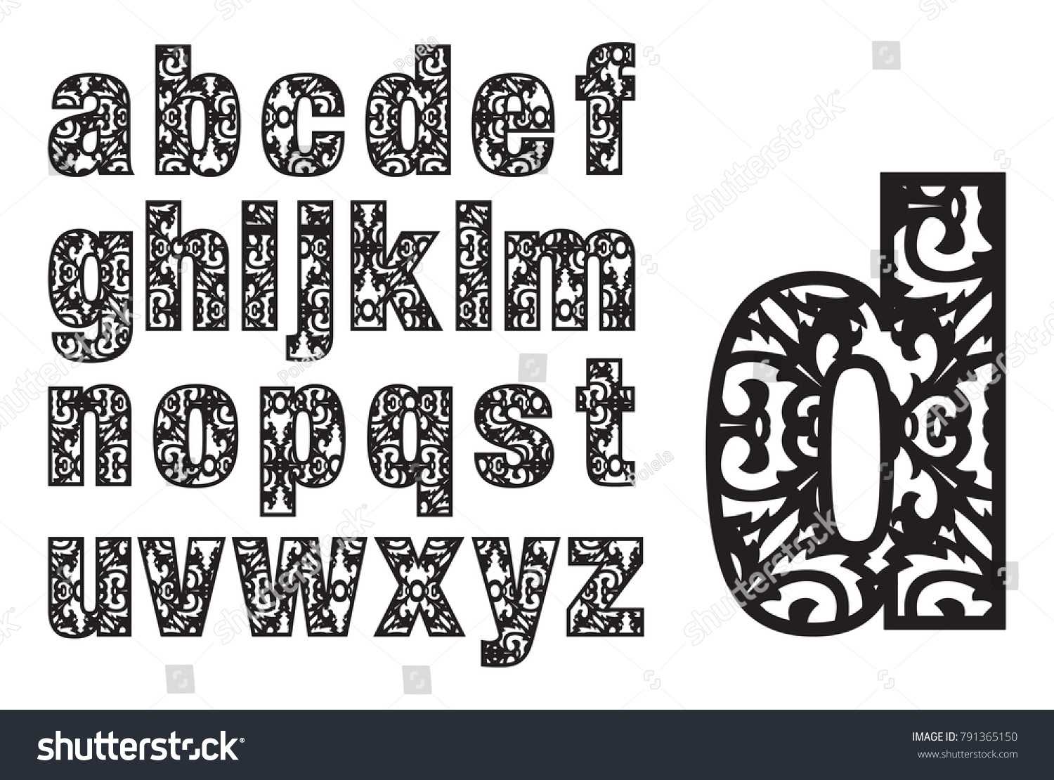 Lowercase Letters Alphabet Laser Cut Template Stock Vector Regarding Fancy Alphabet Letter Templates