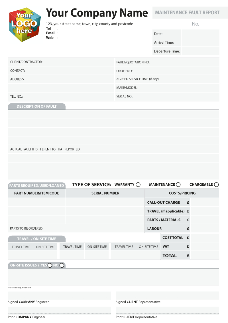 Maintenance Report Form Xls Sample Format Daily Machine Mis Intended For Fault Report Template Word