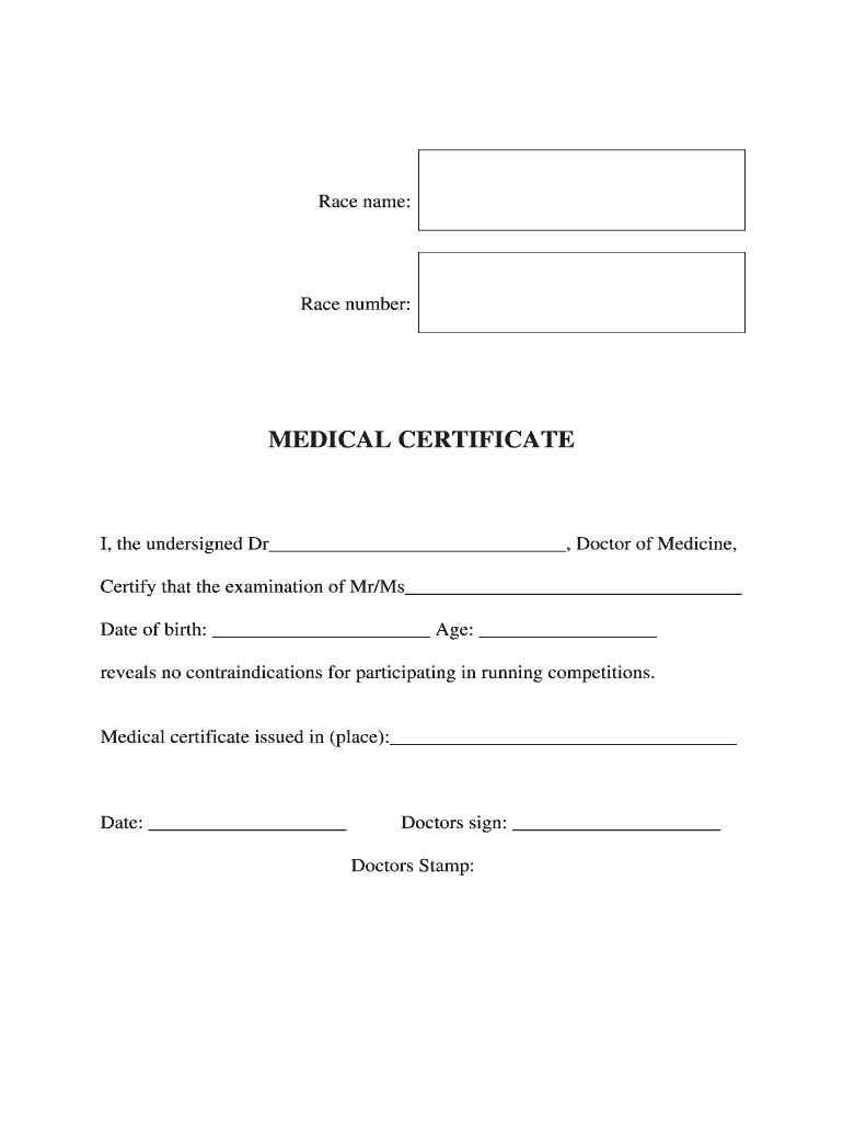 Marathon Medical Certificate – Fill Online, Printable For Fake Medical Certificate Template Download