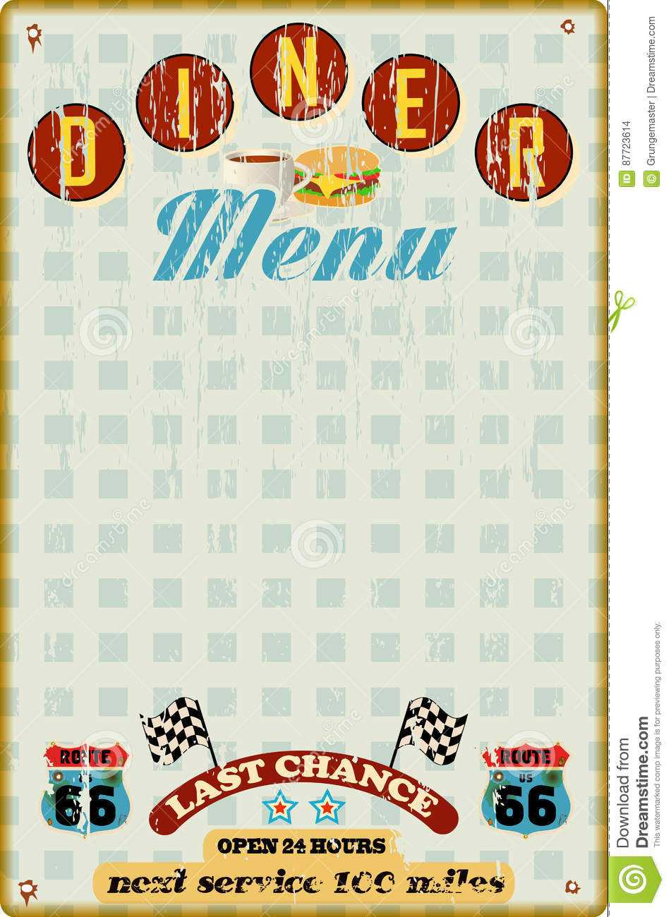 Menu Template For Diner Stock Vector. Illustration Of Menu Inside Diner Menu Template