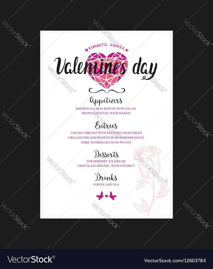 Menu Template For Valentine Day Dinner Inside Free Valentine Menu Templates