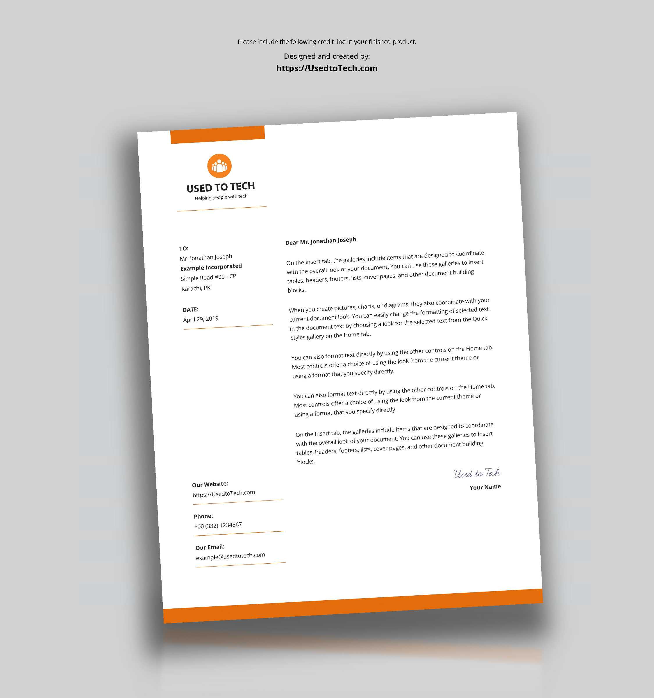 Modern Letterhead Template In Microsoft Word Free - Used To Tech Regarding Free Letterhead Templates For Microsoft Word