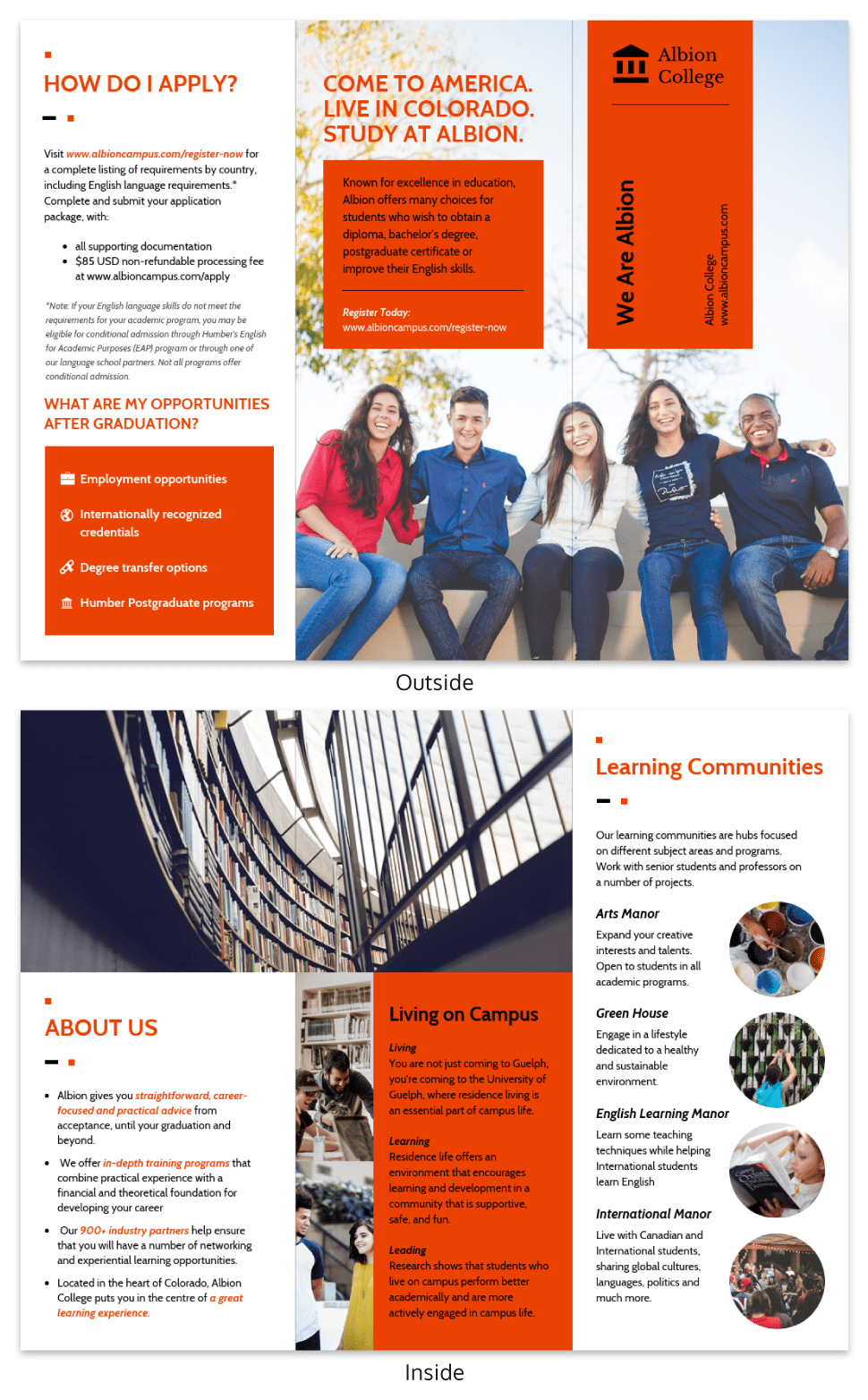 Modern Orange College Tri Fold Brochure Template Within Engineering Brochure Templates