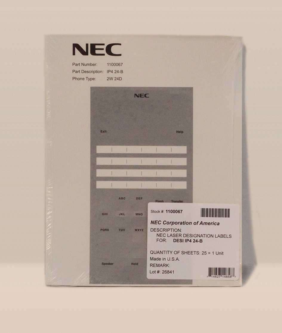 Nec Sl1100 24 Button Telephone Ip4Ww 24Txh B Tel Label With Regard To Desi Telephone Labels Template