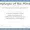 New Free 222 Employee Month Award Template Certificate Pdf Doc Inside Employee Of The Month Certificate Template With Picture