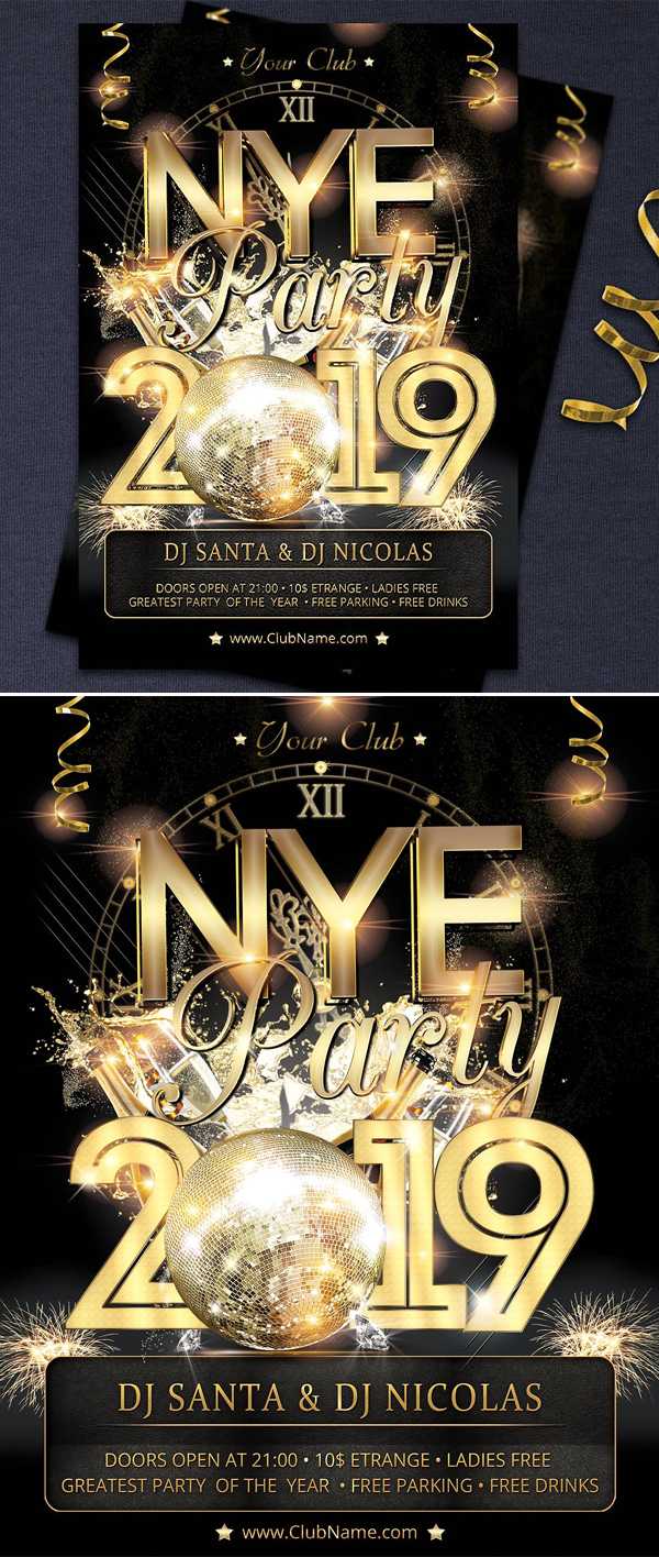 New Year 2019 & Christmas Flyers | Design | Graphic Design With Regard To Free New Years Eve Flyer Template