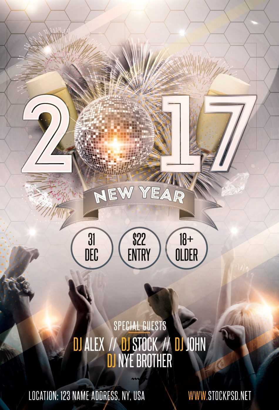 New Year 2019 Gold Party – Free Psd Flyer Template » Free Inside Free New Years Eve Flyer Template