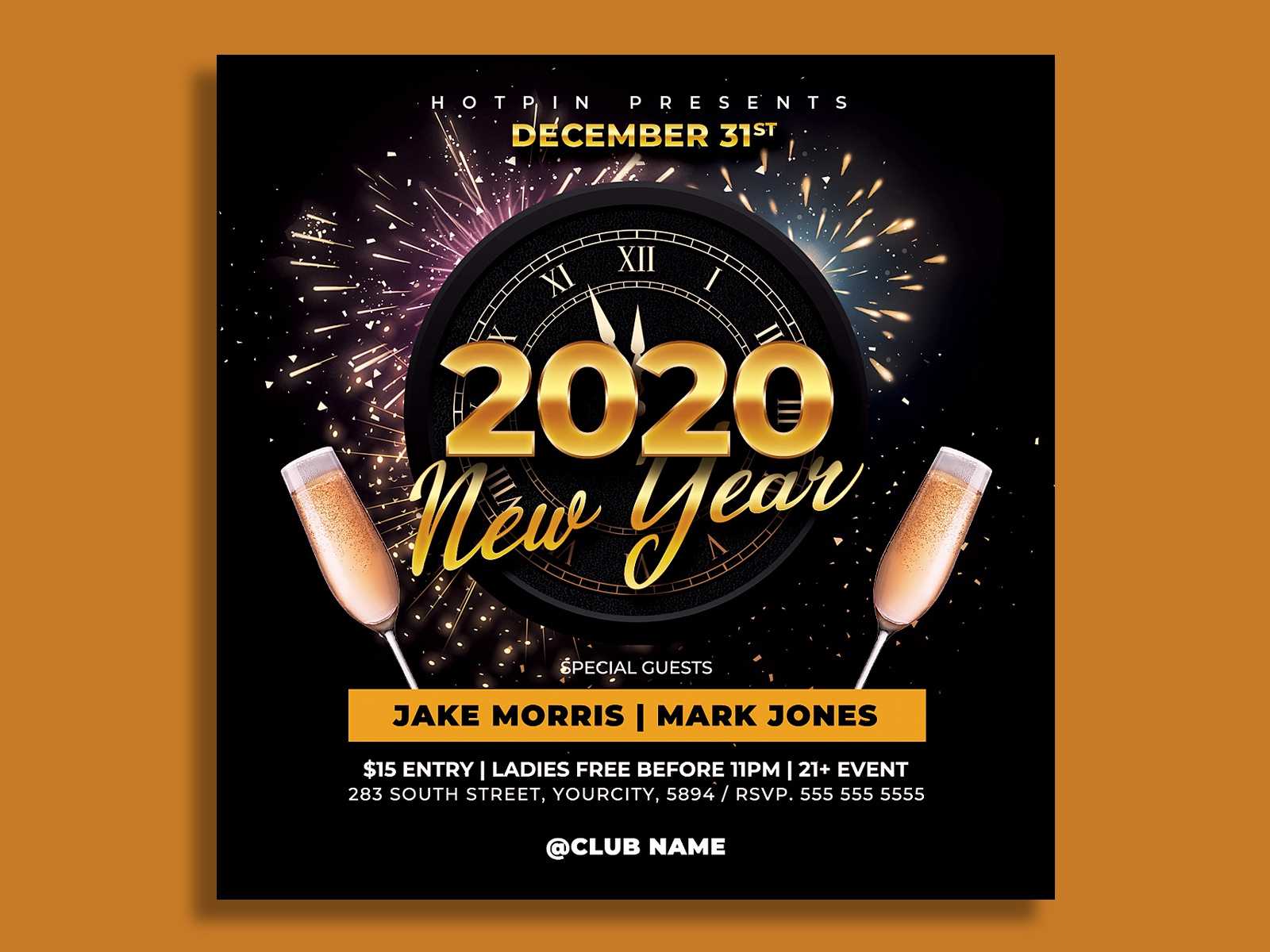 New Year Flyer Templatehotpin On Dribbble Within Free New Years Eve Flyer Template