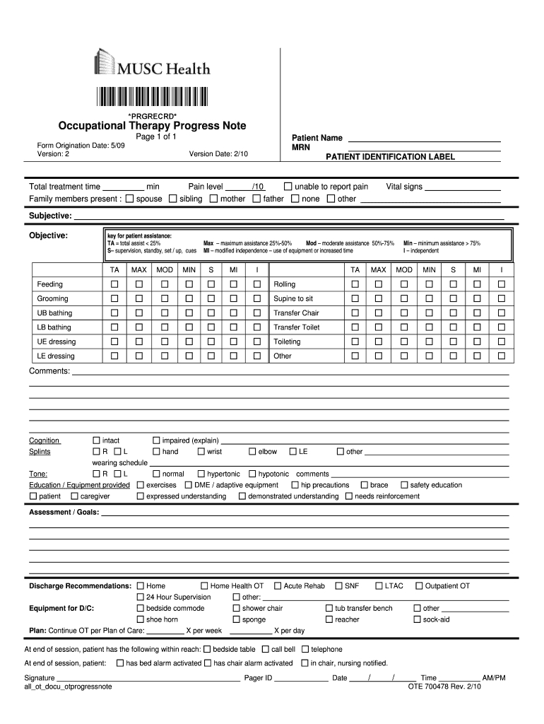 Occupational Therapy Contact Notes – Fill Online, Printable Intended For Counseling Progress Notes Template