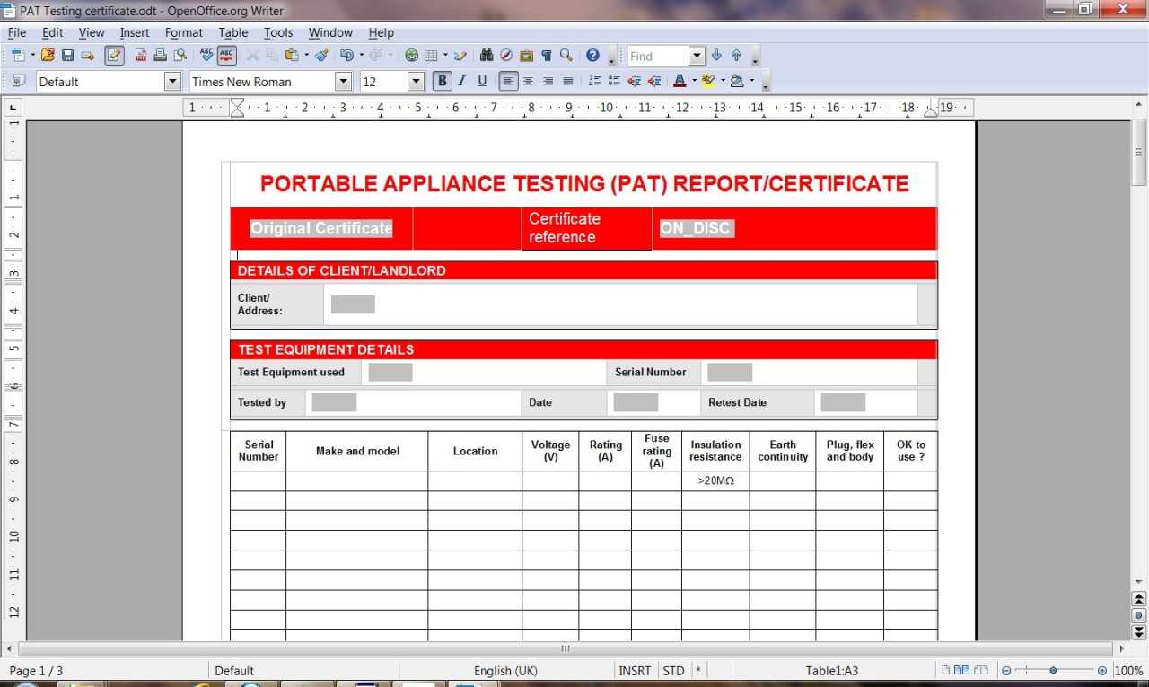 Pat Test Certificates – Manuals & Publications : Mince His Words With Electrical Installation Test Certificate Template