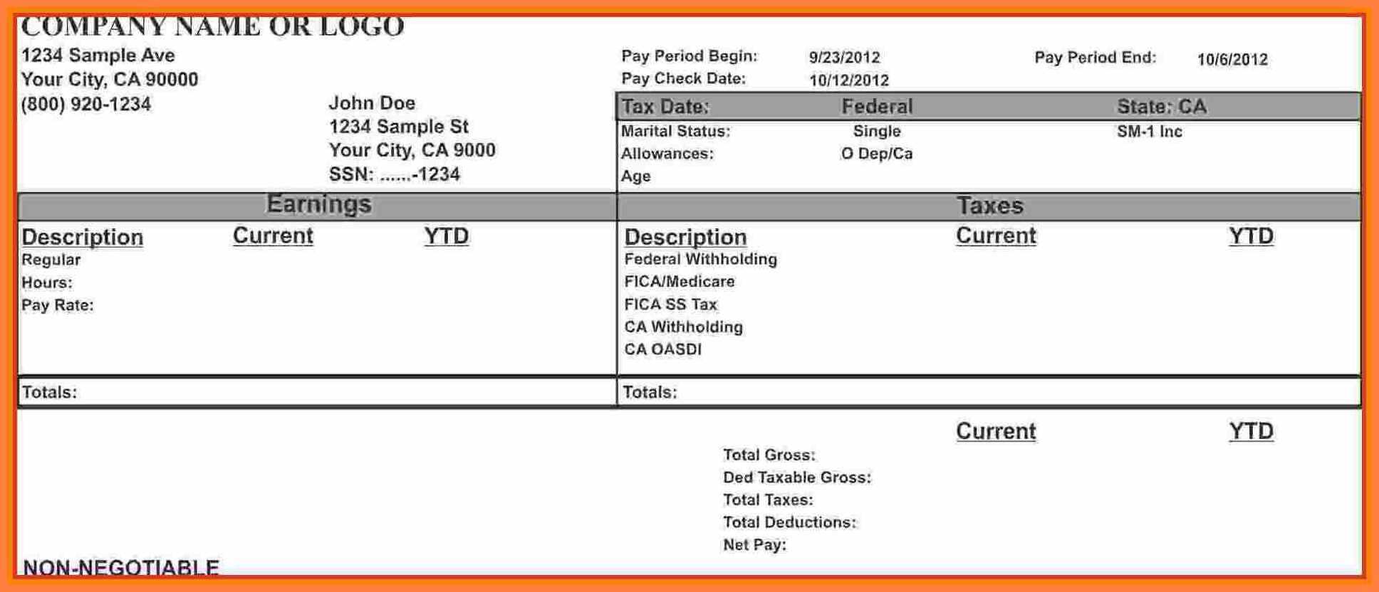 Pay Stub Creator – Tunu.redmini.co Intended For Free Printable Pay Stubs Template