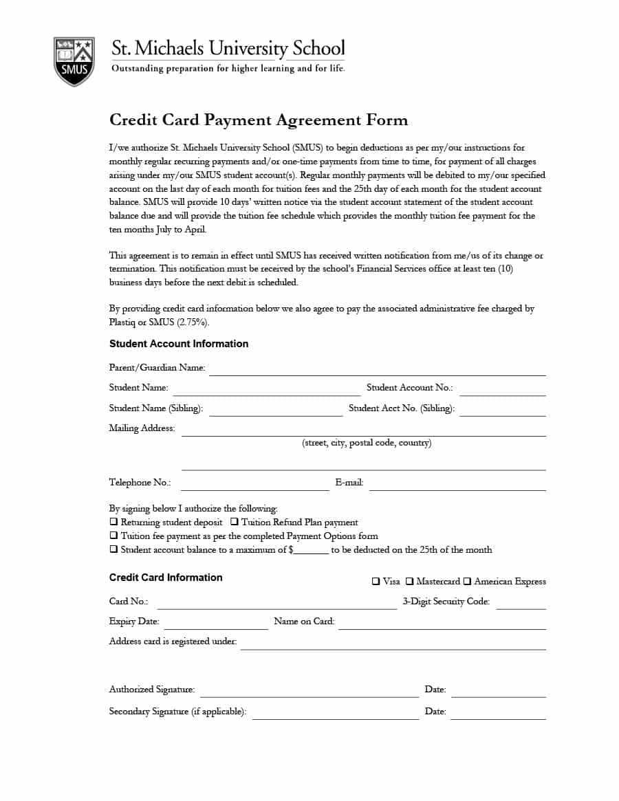 Payment Agreement – 40 Templates & Contracts ᐅ Template Lab Regarding Credit Card Payment Plan Template
