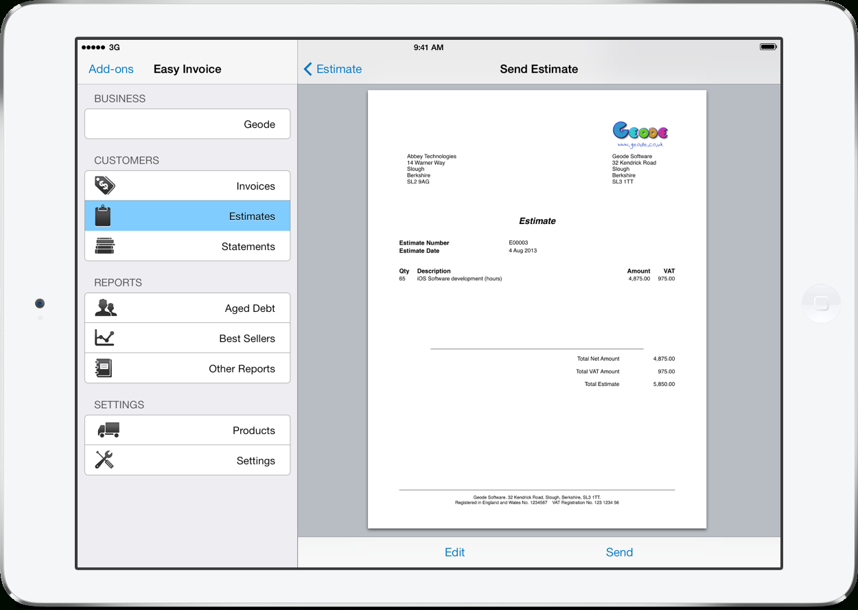 Pdf Invoicing For Ipad, Iphone And Mac | Easyinvoice With Free Invoice Template For Iphone
