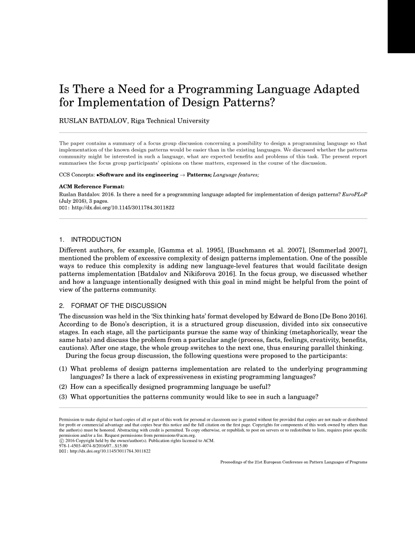 Pdf) Is There A Need For A Programming Language Adapted For Inside Focus Group Discussion Report Template