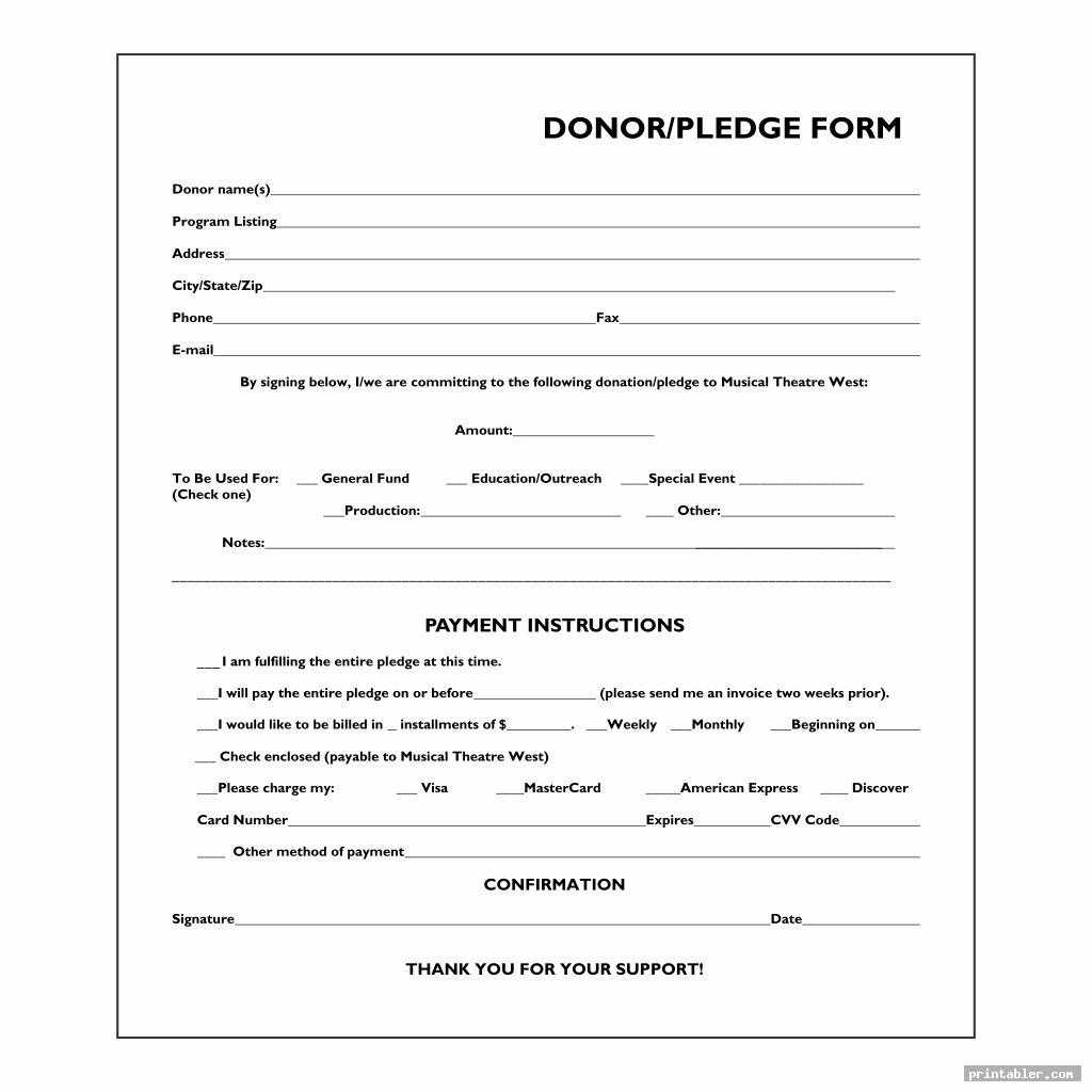 Pledge Card Template Printable - Printabler For Free Pledge Card Template