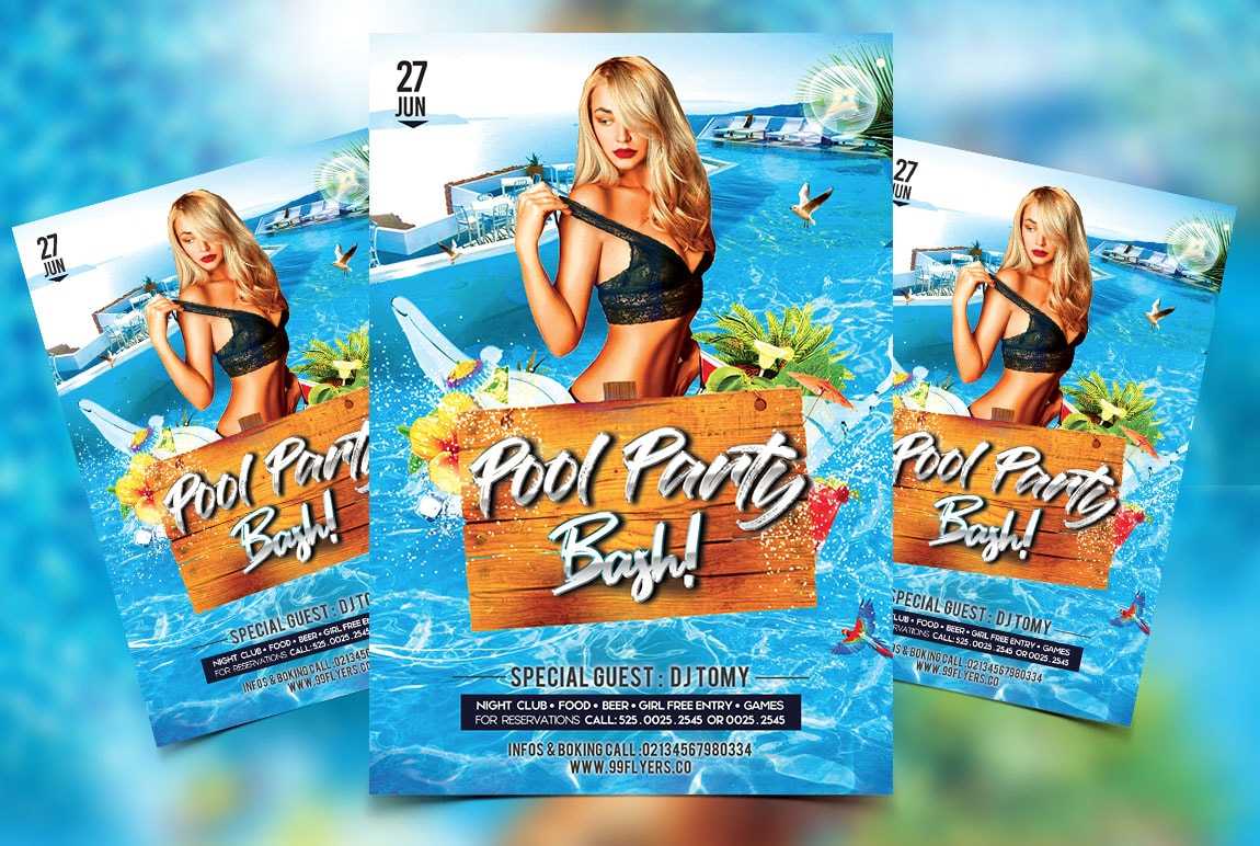 Pool Party Bash Free Psd Flyer Template – Psdflyer.co Within Free Pool Party Flyer Templates