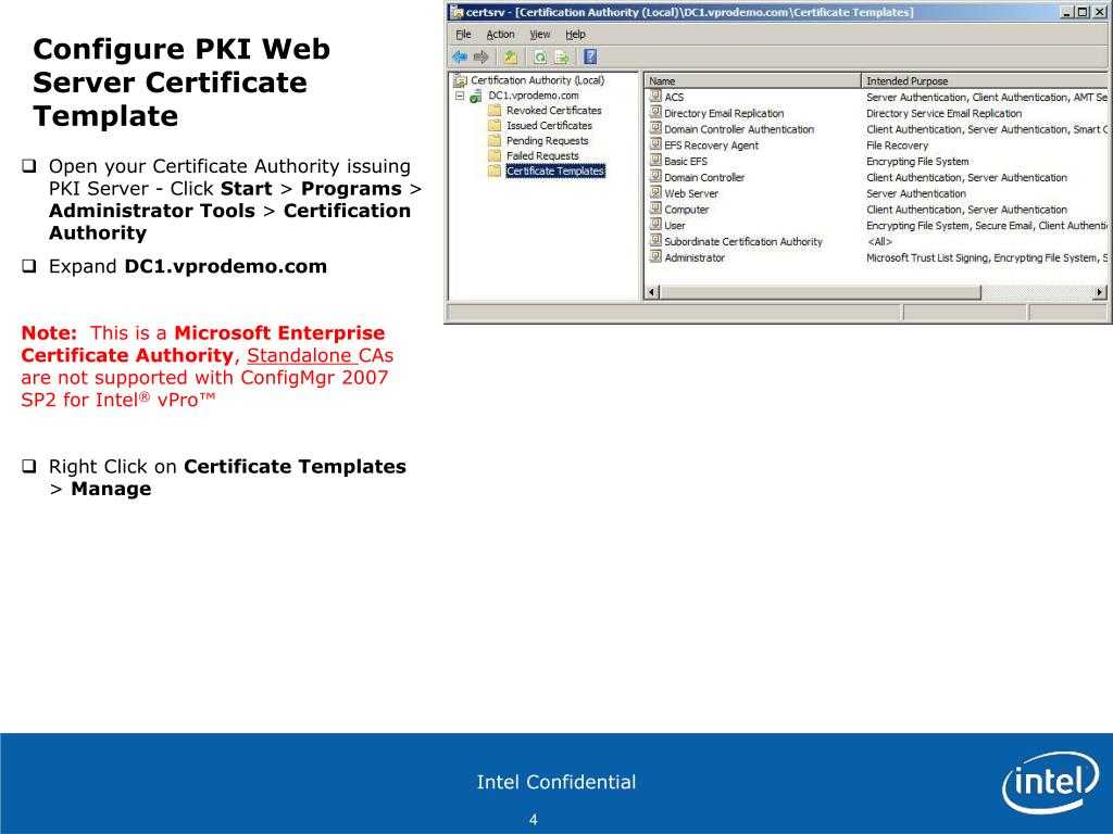 Ppt – Configure Pki Web Server Certificates For Each With Regard To Domain Controller Certificate Template
