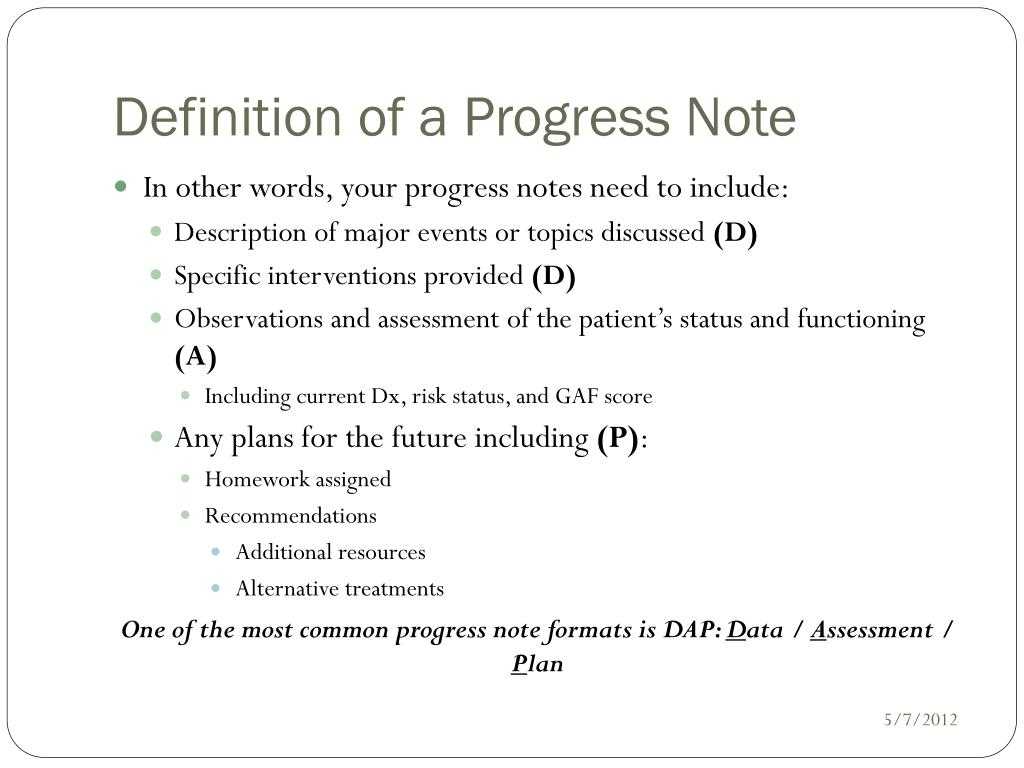 Ppt – Writing Progress Notes Powerpoint Presentation, Free For Dap Note Template