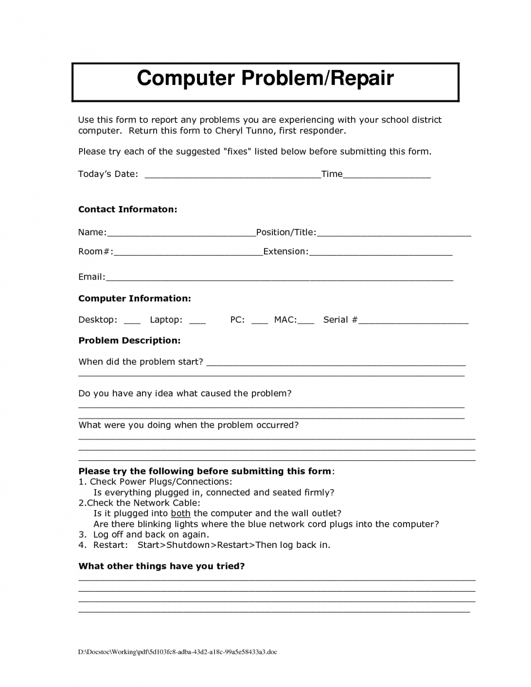 Preventive Maintenance Report Format Excel Service Form Intended For Computer Maintenance Report Template