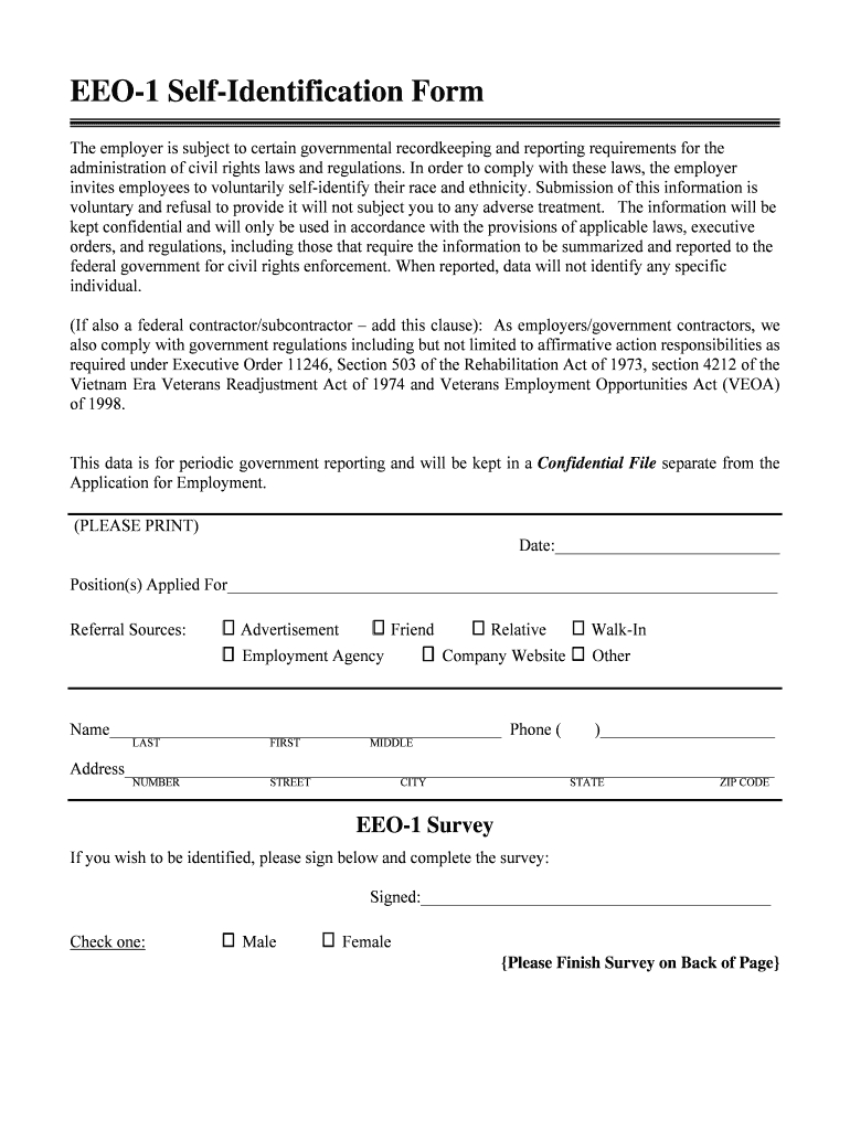 Printable Eeo 1 Form – Fill Online, Printable, Fillable In Eeo 1 Report Template