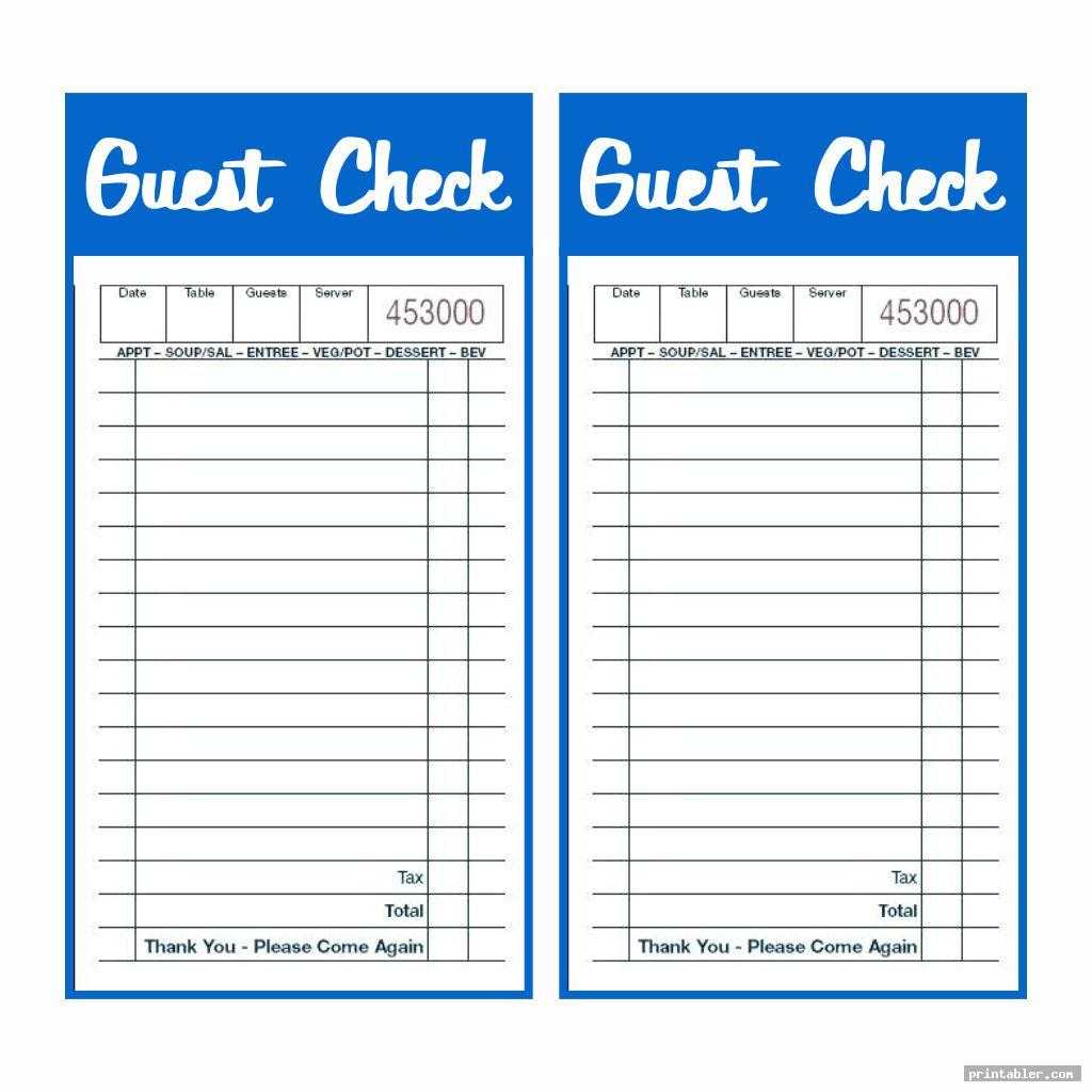 Printable Guest Checks – Tunu.redmini.co For Free Printable Checks Template
