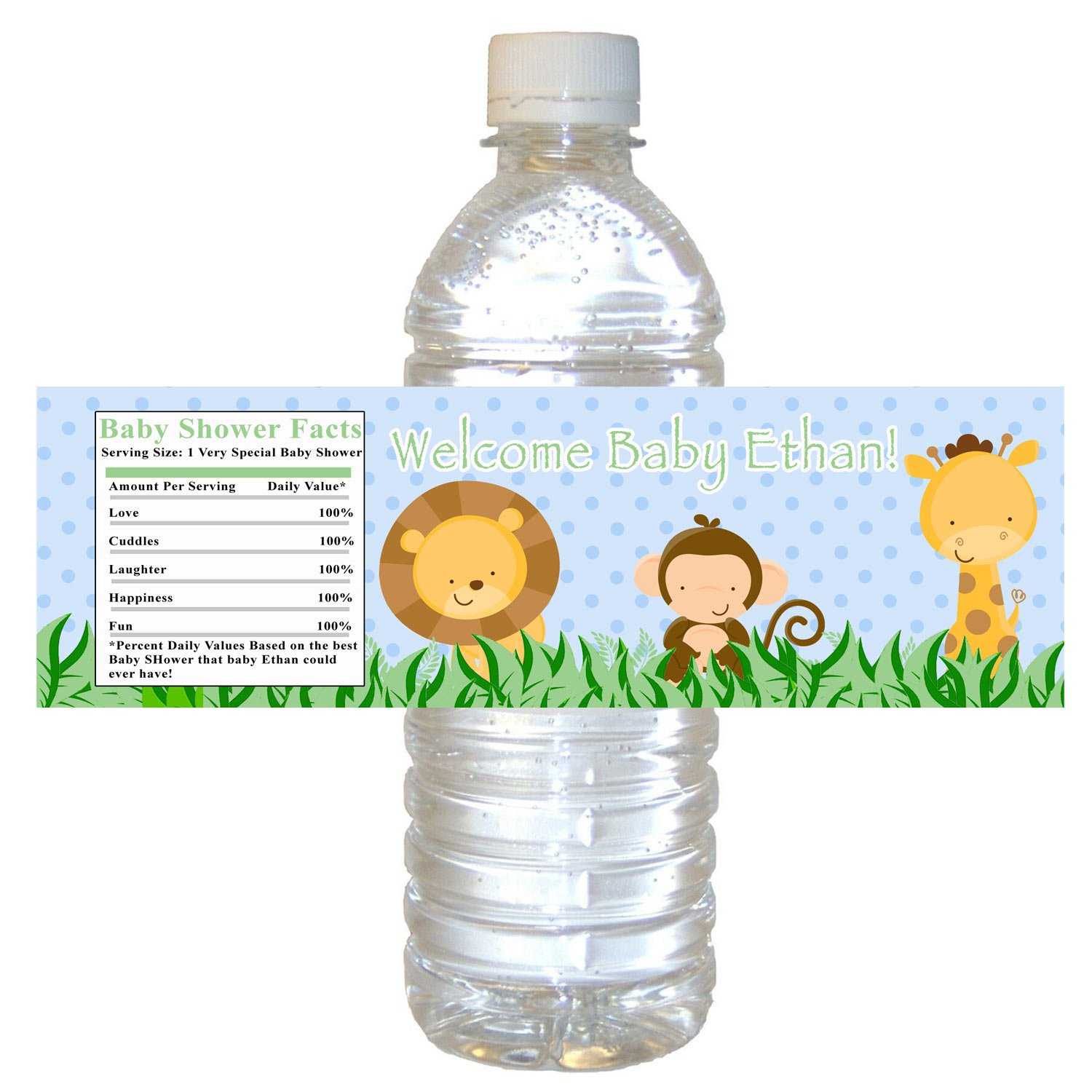 Printable Jungle Baby Shower Water Bottle Labels Wrappers In Free Water Bottle Labels For Baby Shower Template