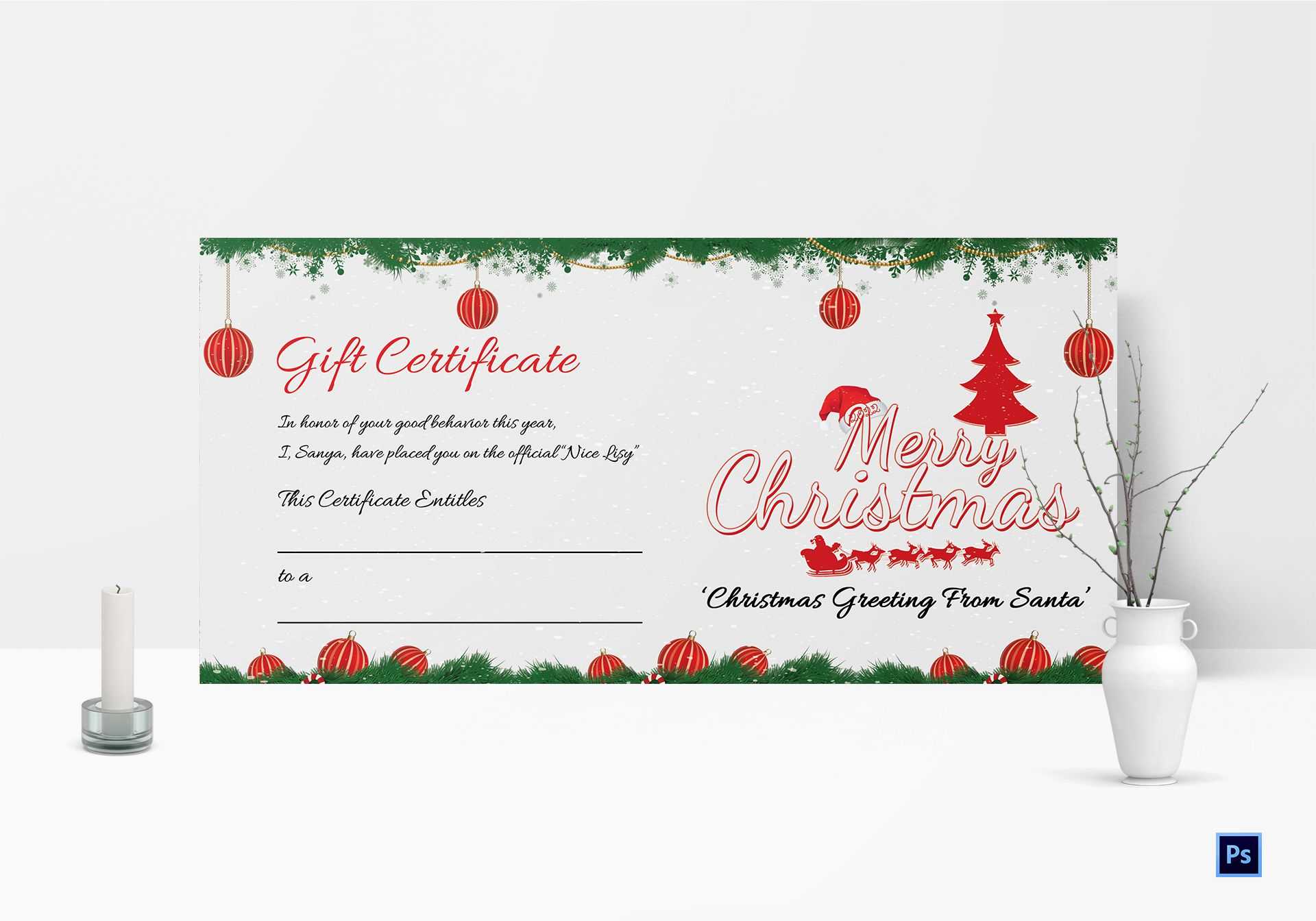 Printable Merry Christmas Gift Certificate Inside Christmas Gift Certificate Template Free Download