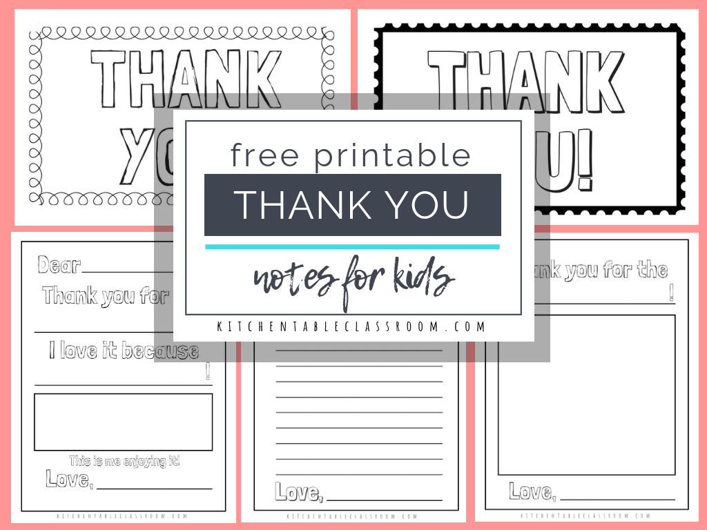 Printable Thank You Cards For Kids – The Kitchen Table Classroom Pertaining To Free Printable Thank You Card Template