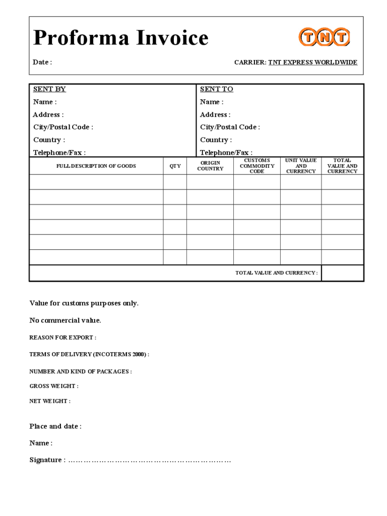 Pro Forma Invoice Template – 4 Free Templates In Pdf, Word Intended For Free Proforma Invoice Template Word