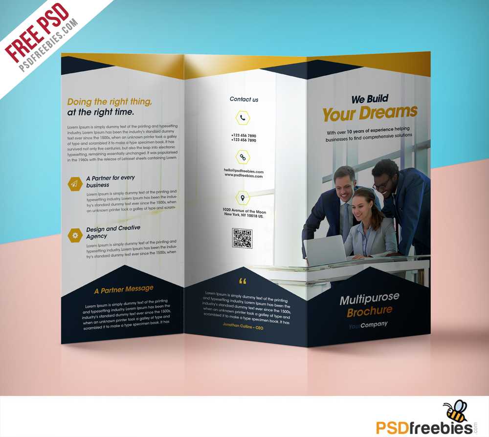 Professional Corporate Tri Fold Brochure Free Psd Template Within Flyer Design Templates Psd Free Download