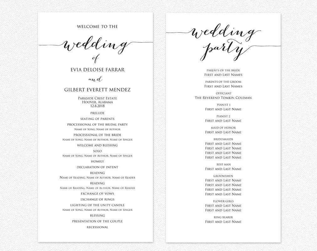 Programs For Wedding Ceremony Template – Colona.rsd7 In Free Printable Wedding Program Templates Word