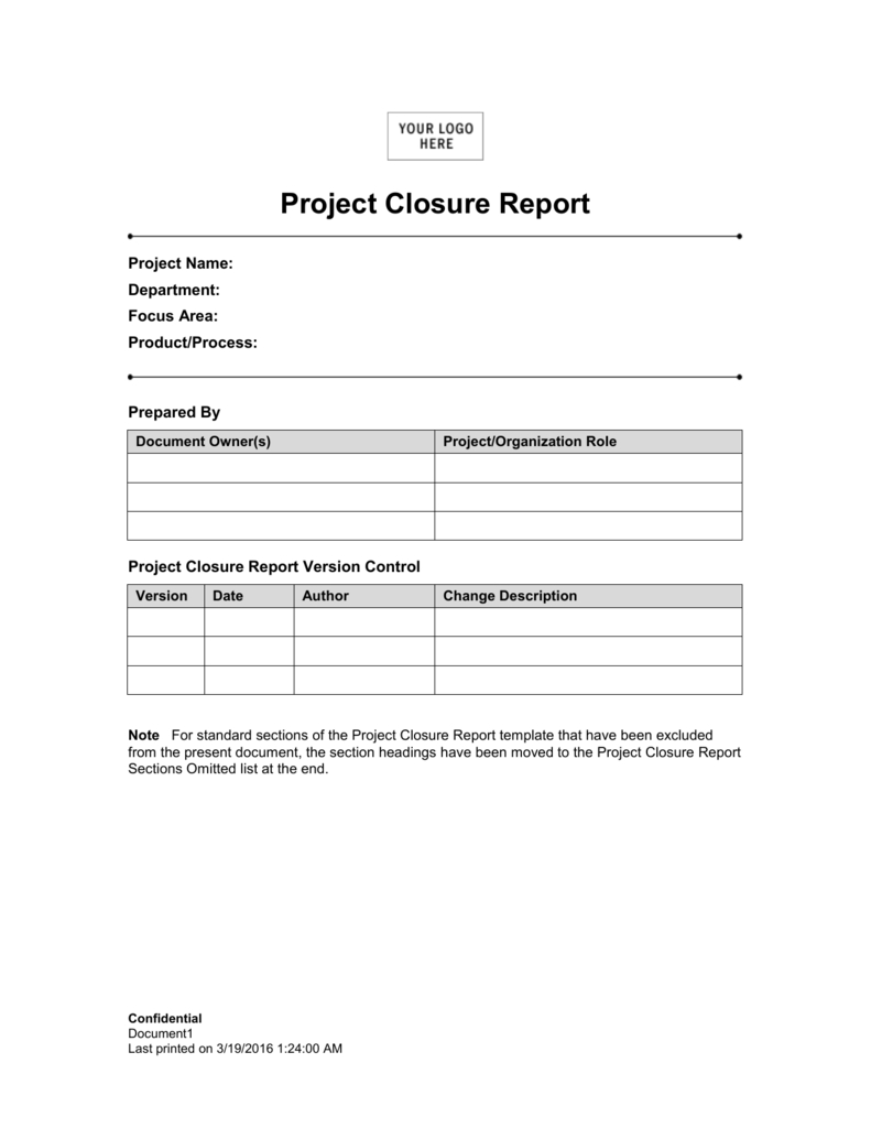 Project Closure Report Pertaining To Closure Report Template