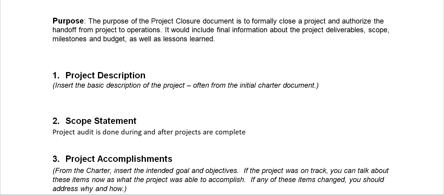 Project Closure Report Template In Closure Report Template
