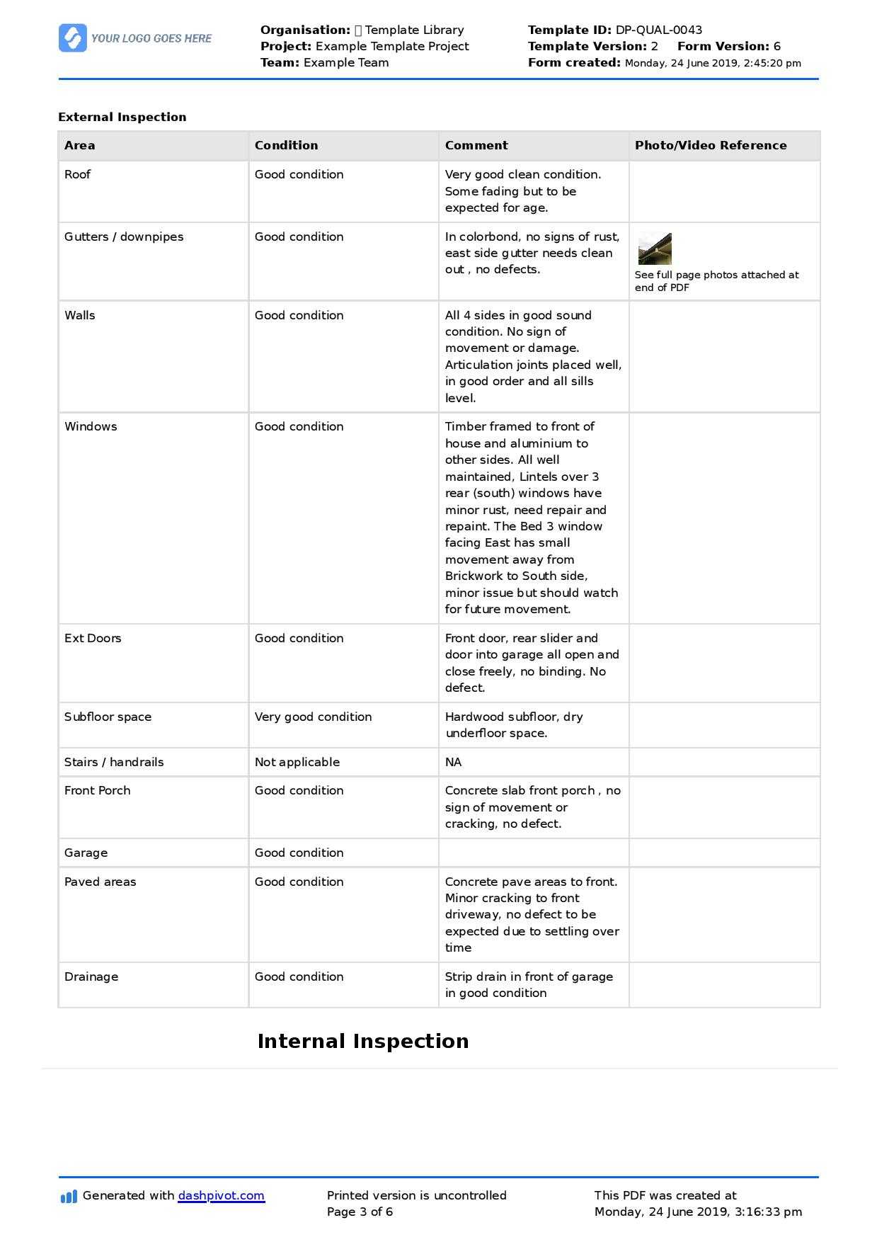 Property Inspection Report Template (Free And Customisable) Pertaining To Drainage Report Template