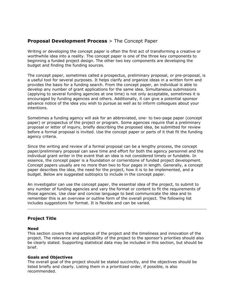 Proposal Development Process The Concept Paper With Regard To Concept 