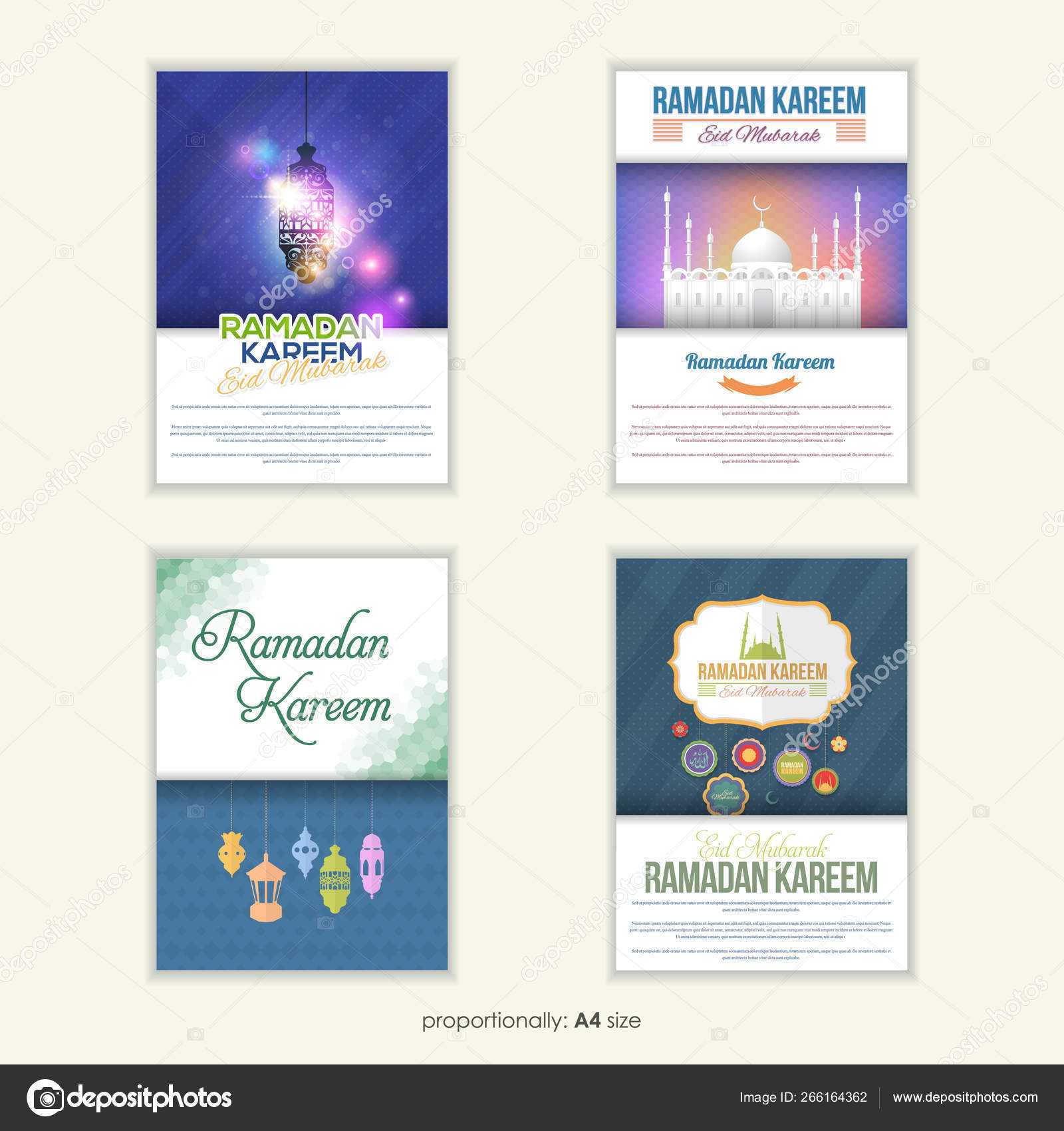 Ramadan Kareem Flyer Template Set Islamic Holy Theme Vector Inside Flyer Announcement Template