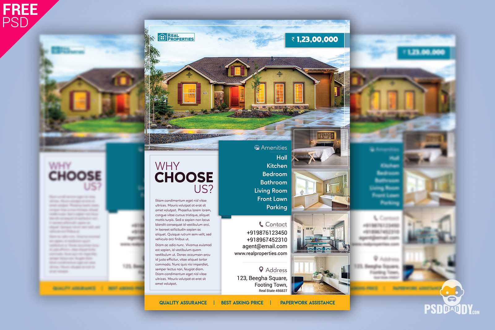 Real Estate Flyer + Social Media Free Psd Template In Free Real Estate Flyer Templates Word