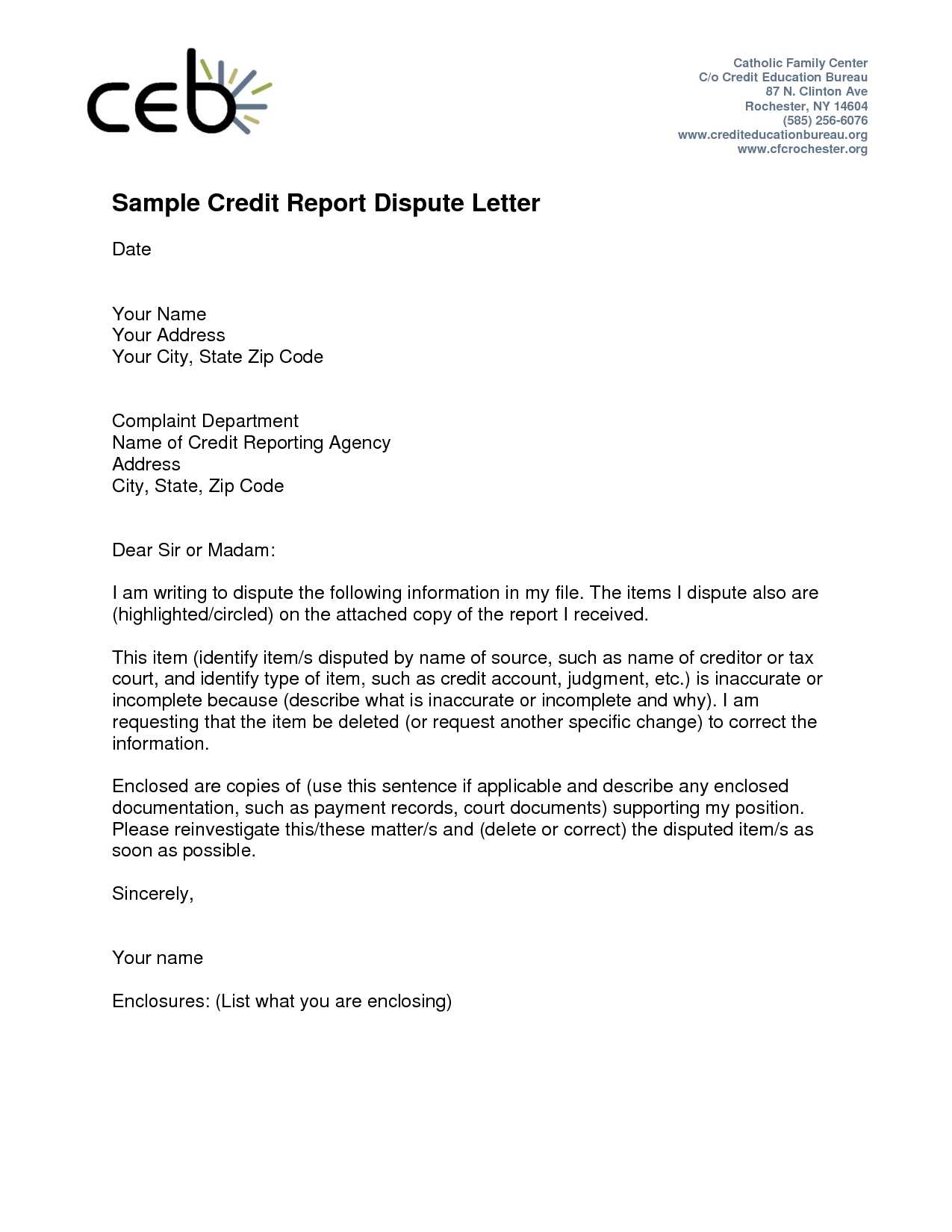 Report Examples Credit Dispute Letter Templates Acurnamedia Intended For Credit Report Dispute Letter Template