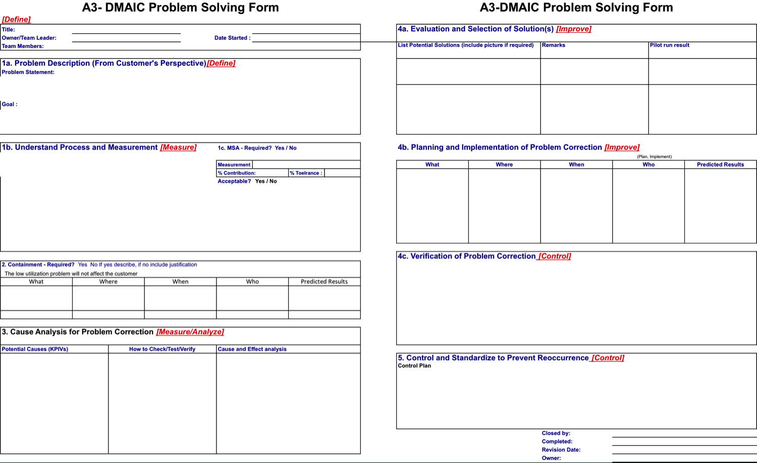 Report Examples Template Lean Manufacturing Six Sigma And In Dmaic Report Template